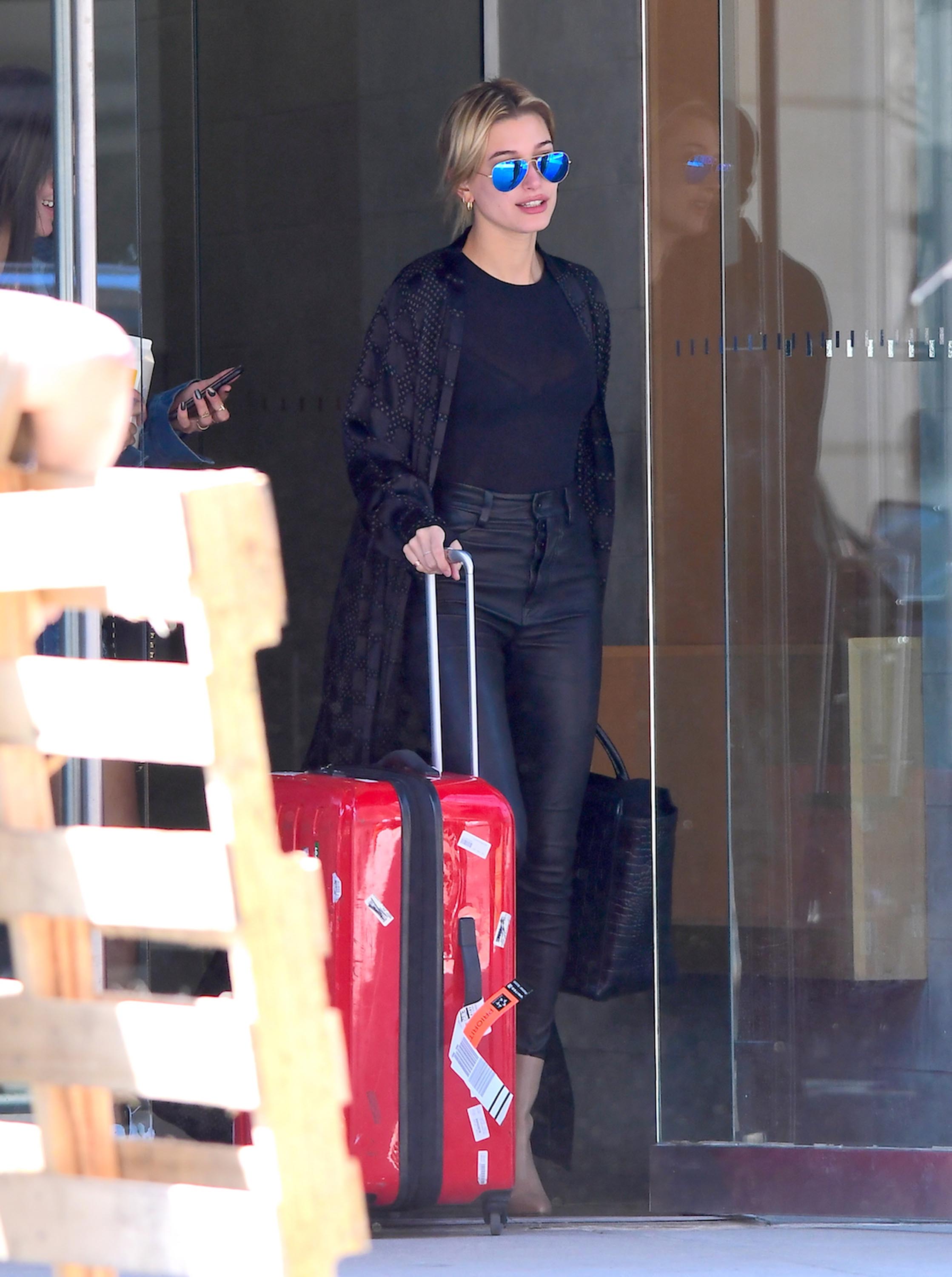 Hailey Baldwin was spotted catching an early morning flight in NYC