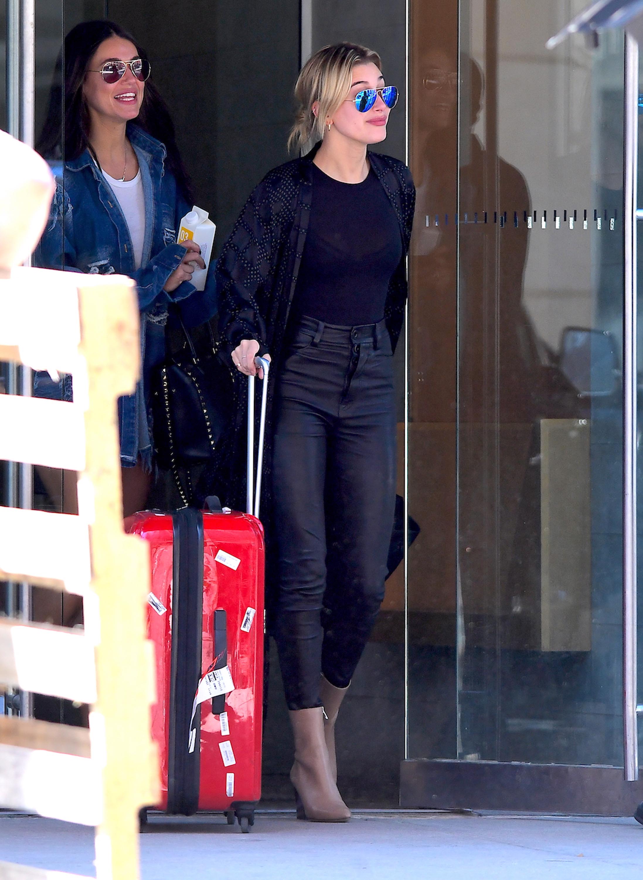 Hailey Baldwin was spotted catching an early morning flight in NYC