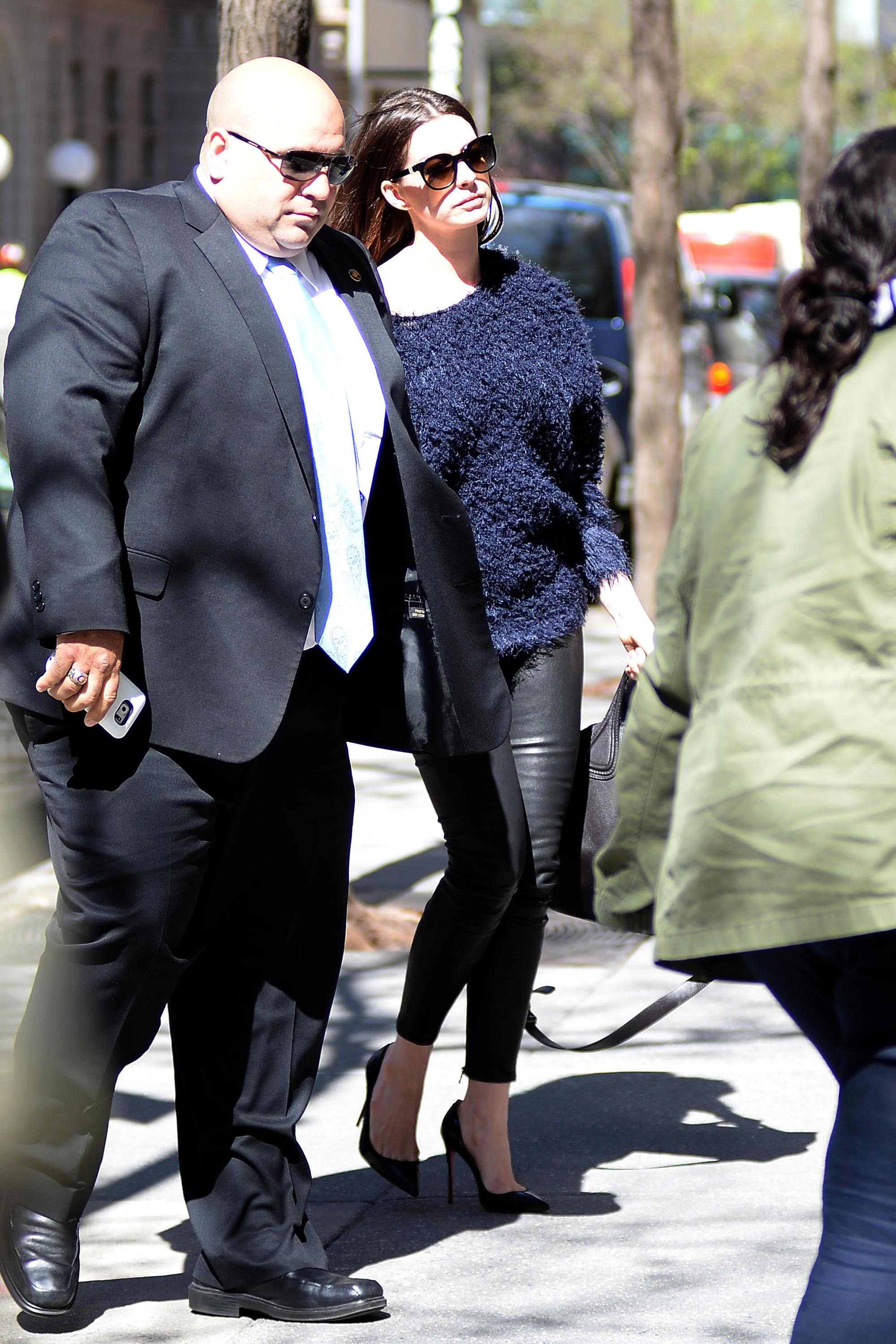 Anne Hathaway leaving a meeting in NYC