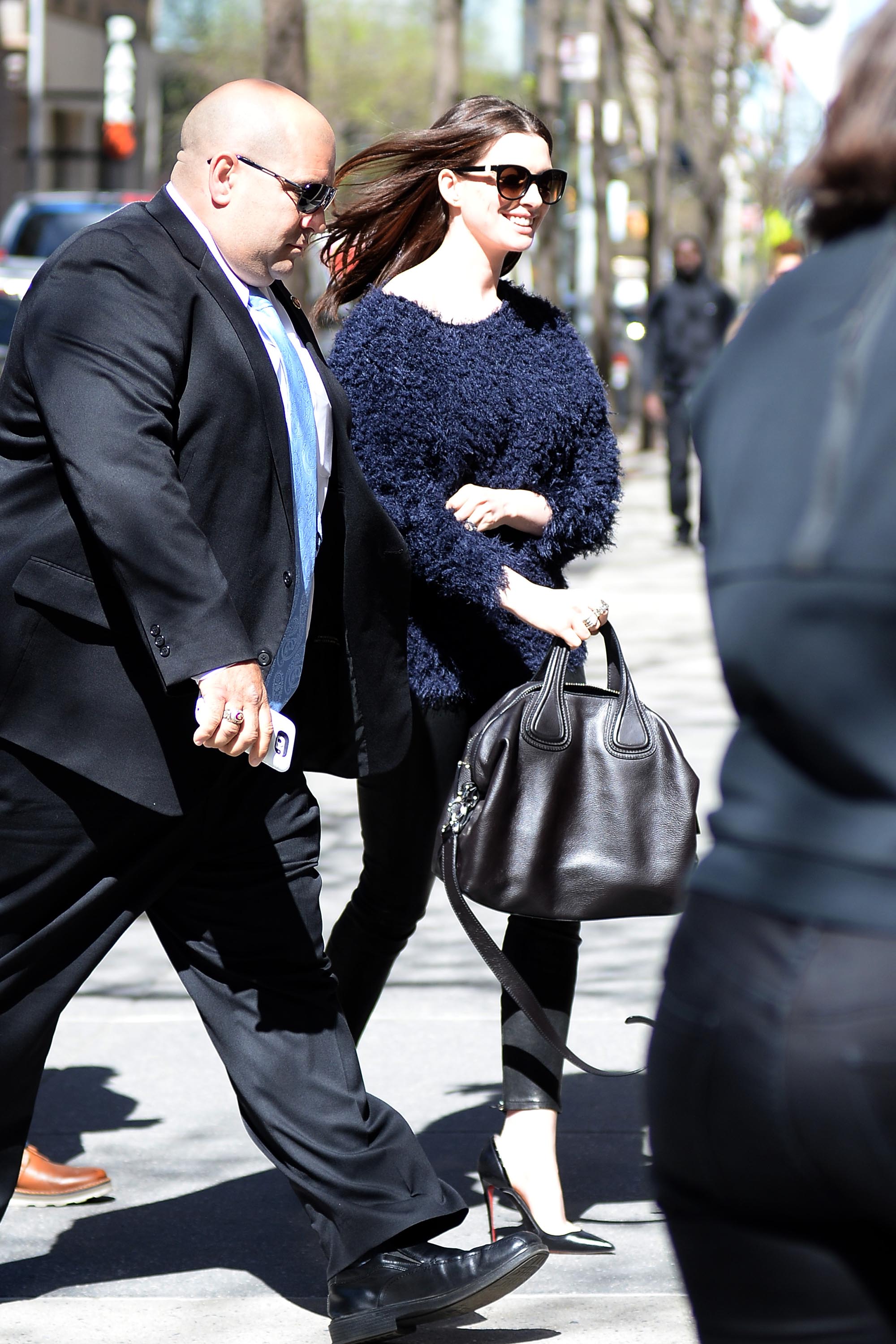 Anne Hathaway leaving a meeting in NYC