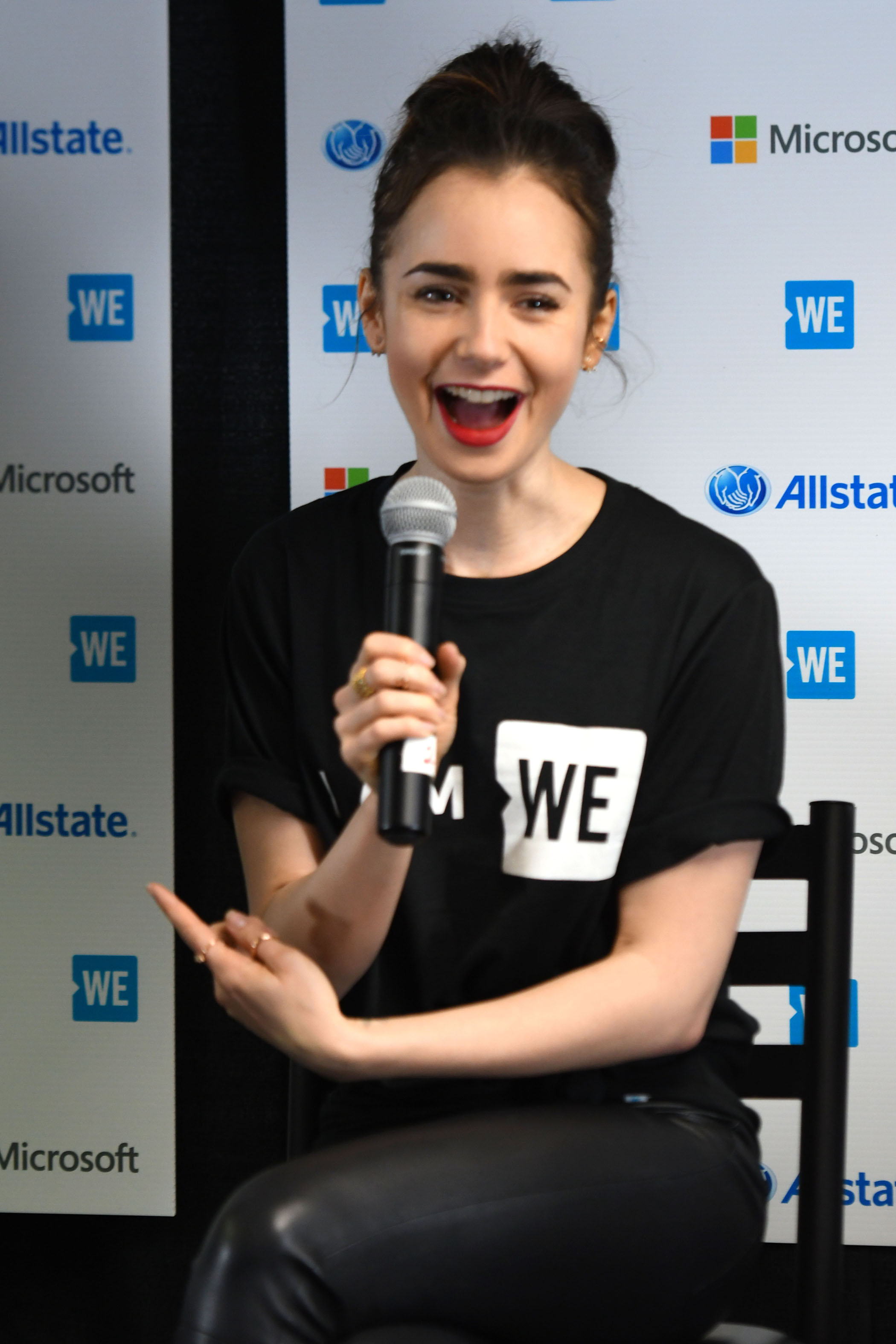 Lily Collins attends WE Day