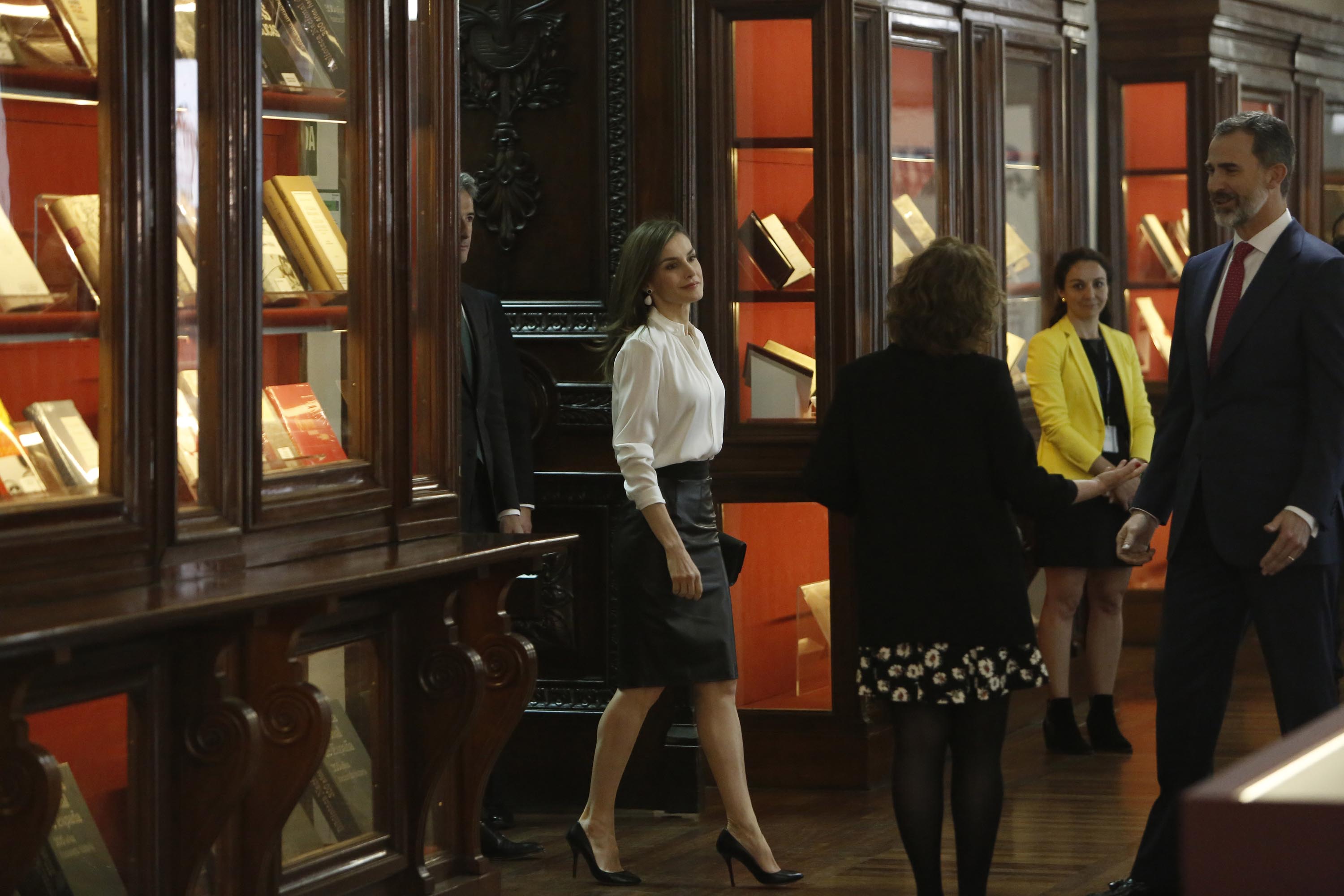 Queen Letizia of Spain at the opening exhibition of the National Library