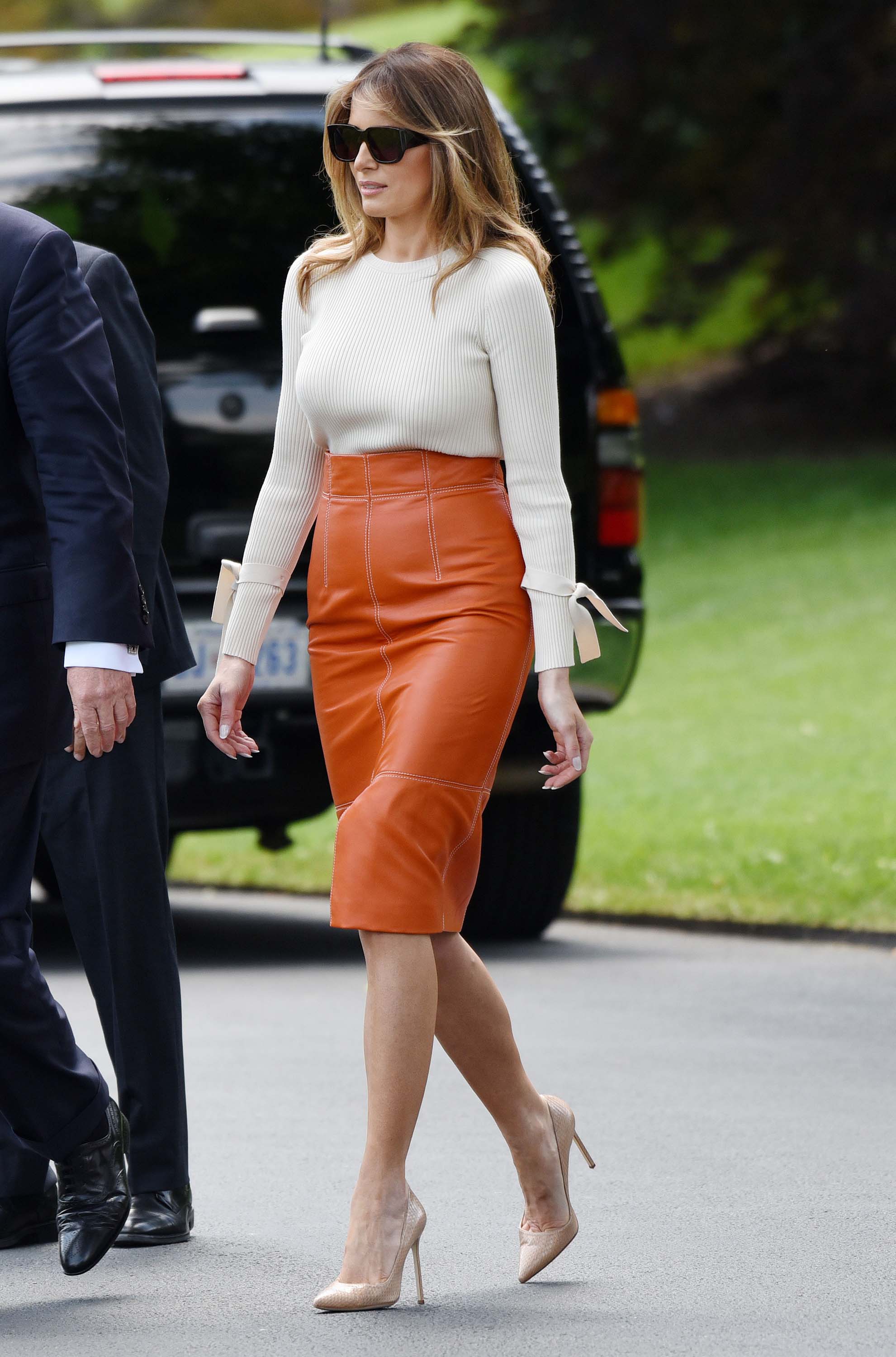 Melania Trump departing the White House