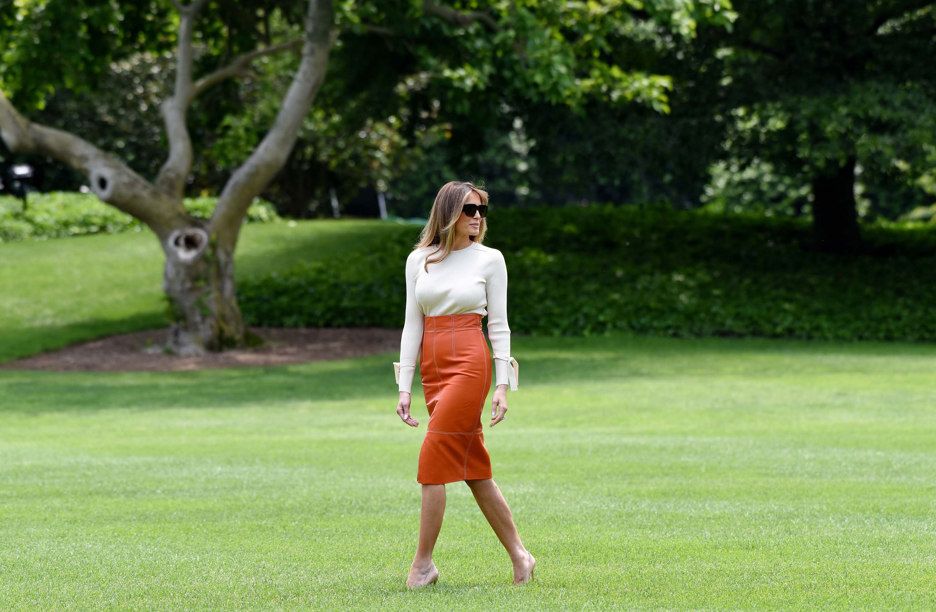 Melania Trump departing the White House