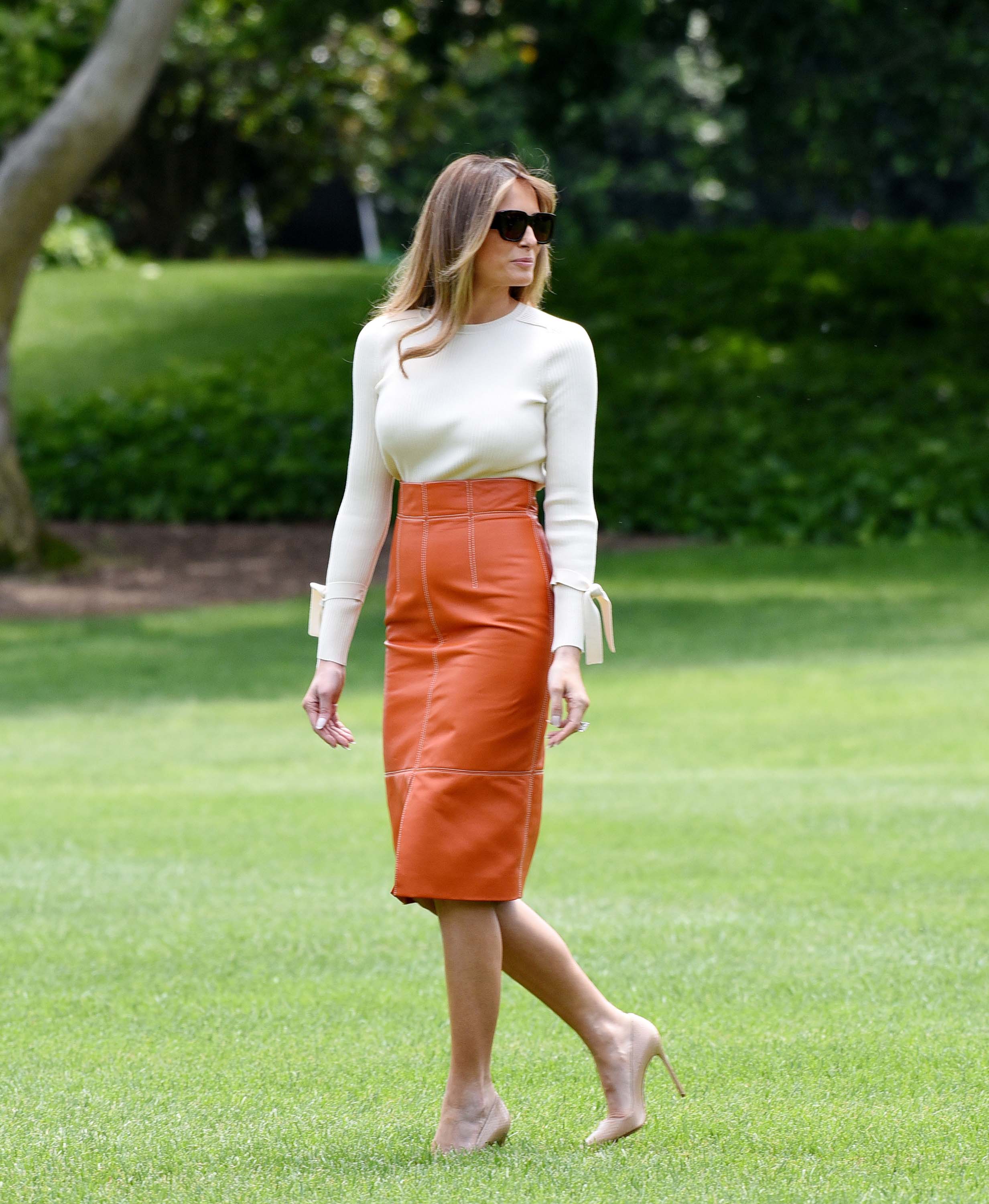 Melania Trump departing the White House