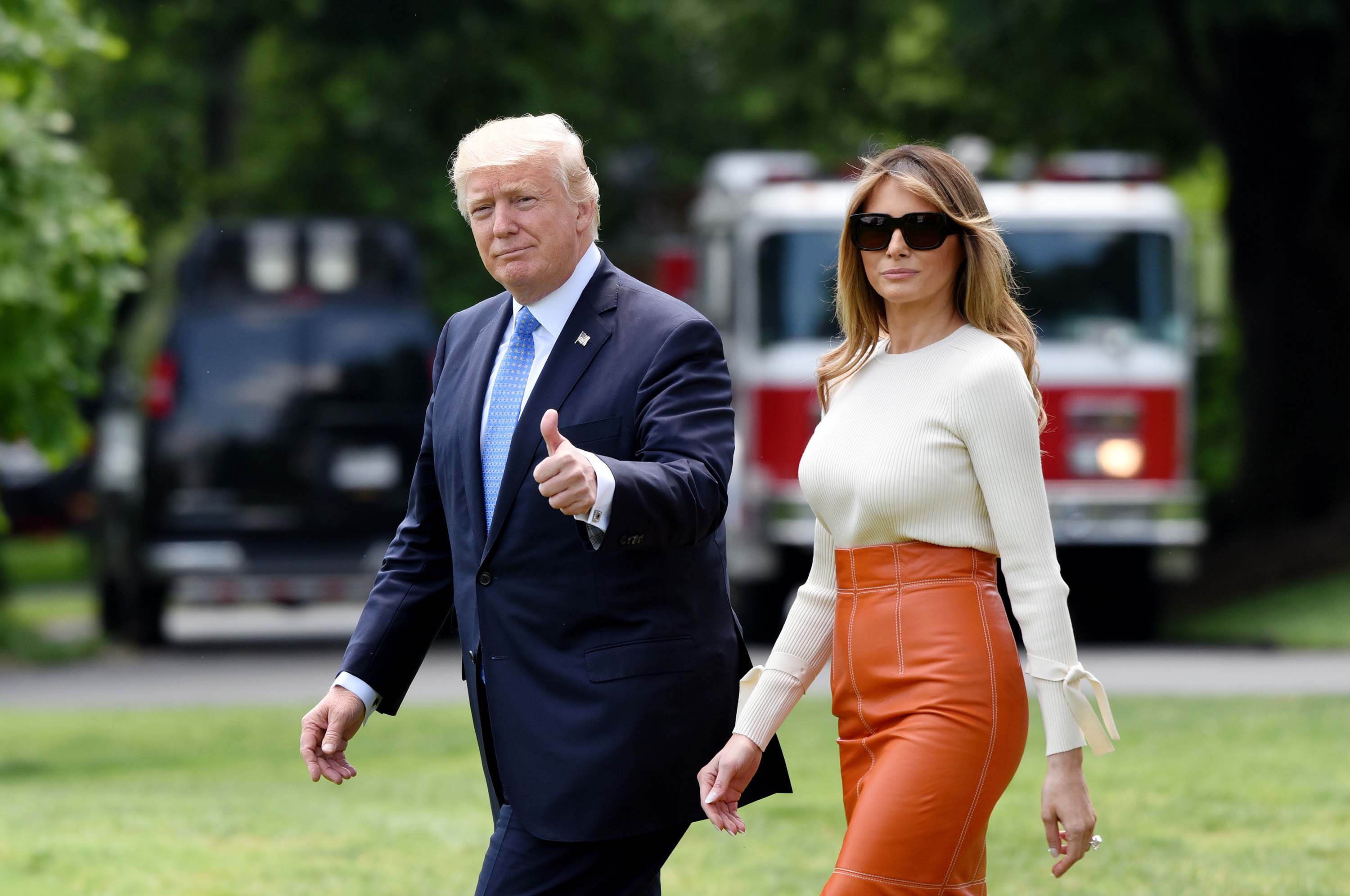 Melania Trump departing the White House