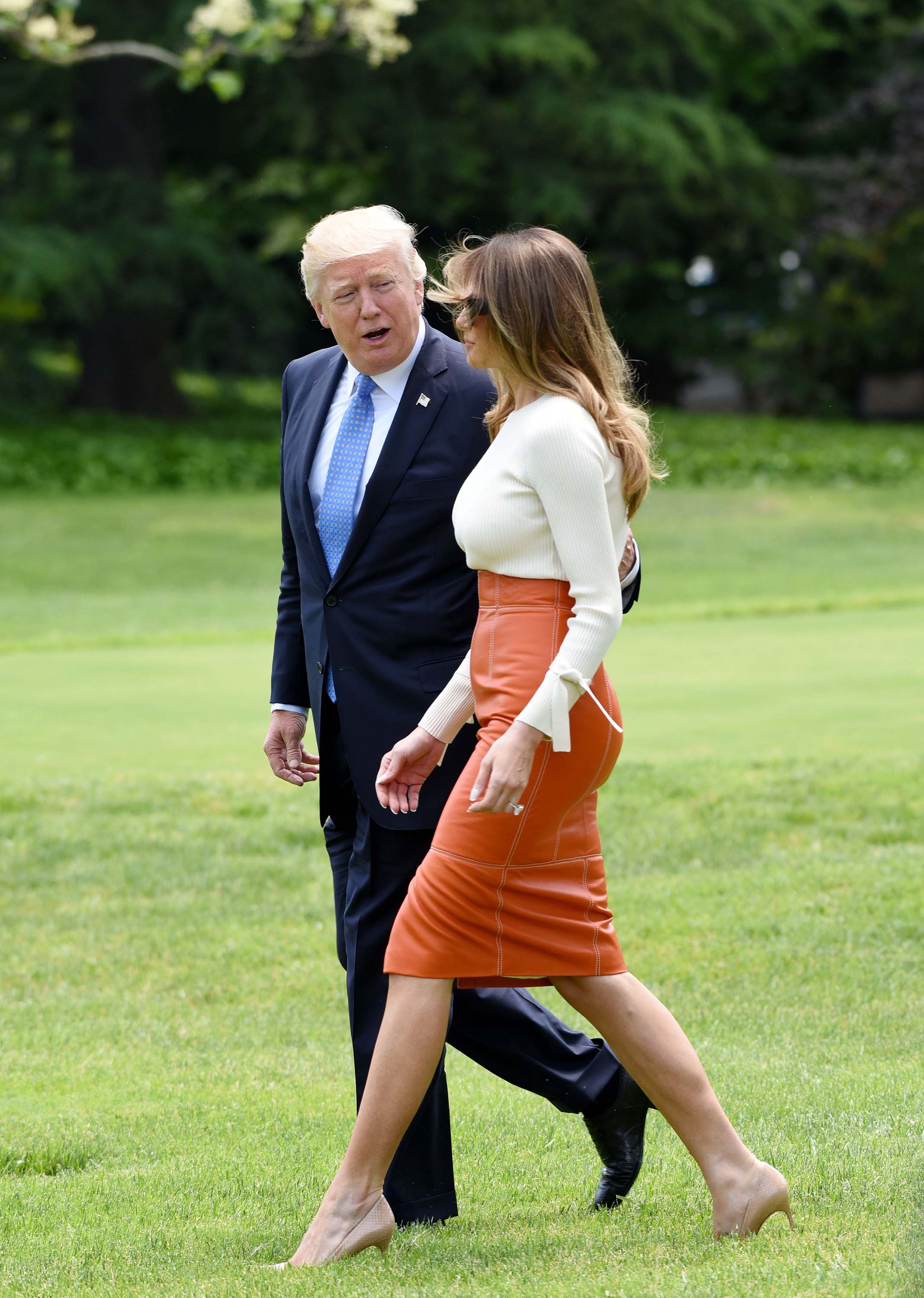 Melania Trump departing the White House