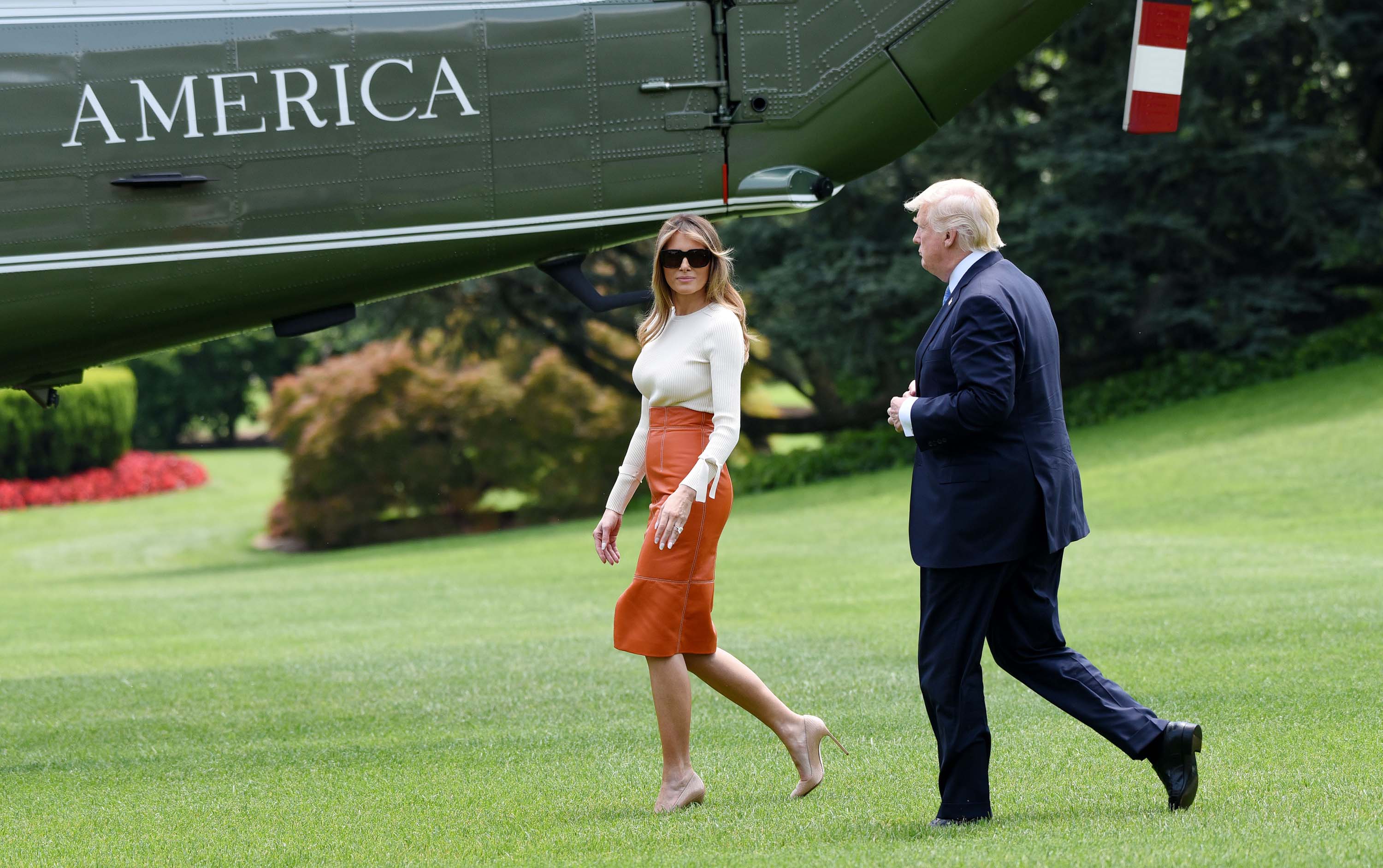 Melania Trump departing the White House