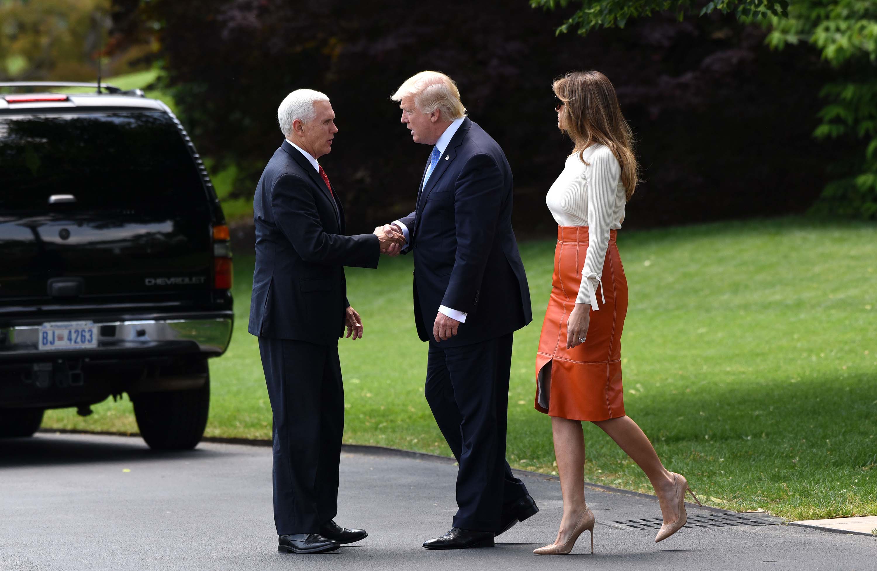 Melania Trump departing the White House