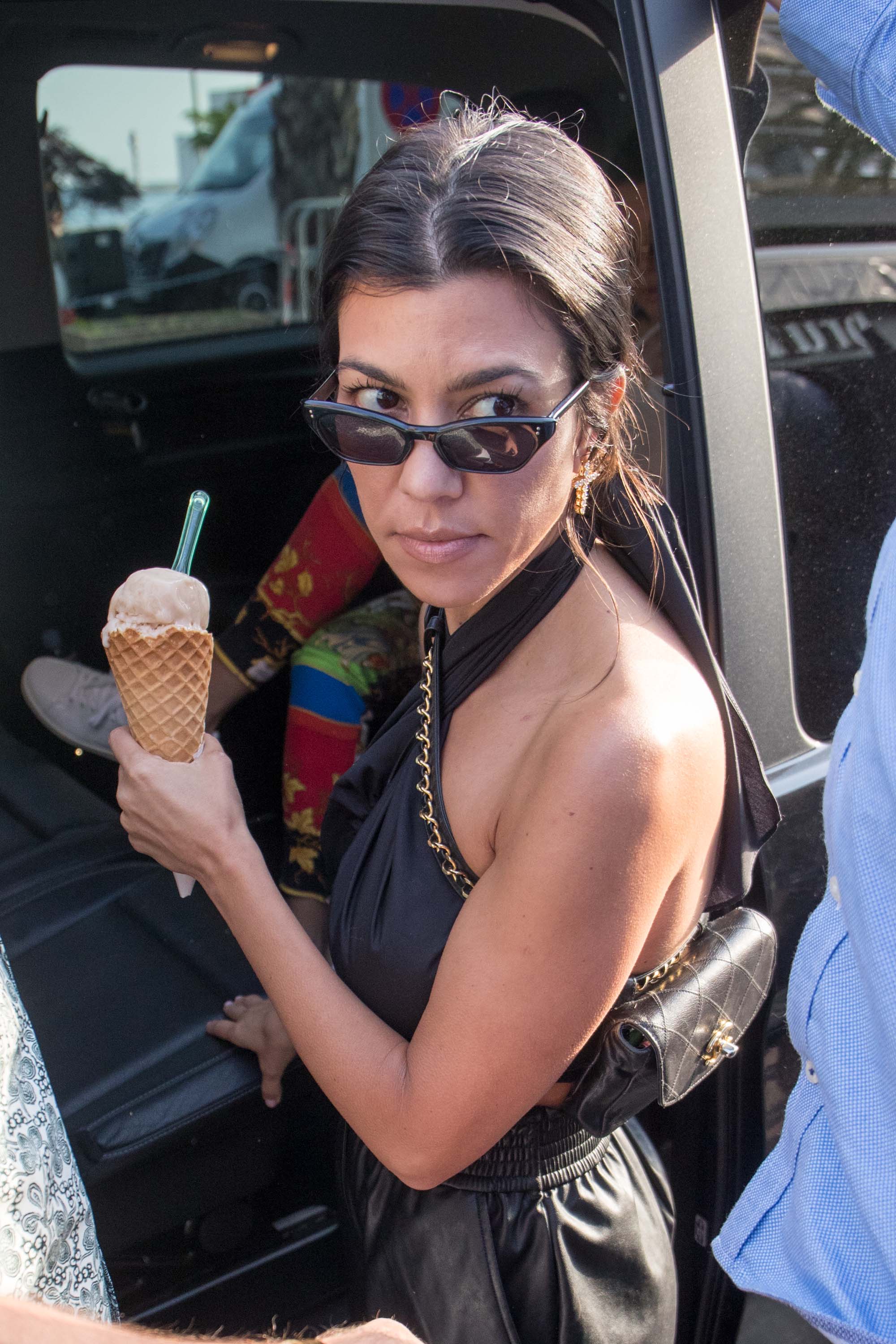 Kourtney Kardashian getting ice cream in Cannes