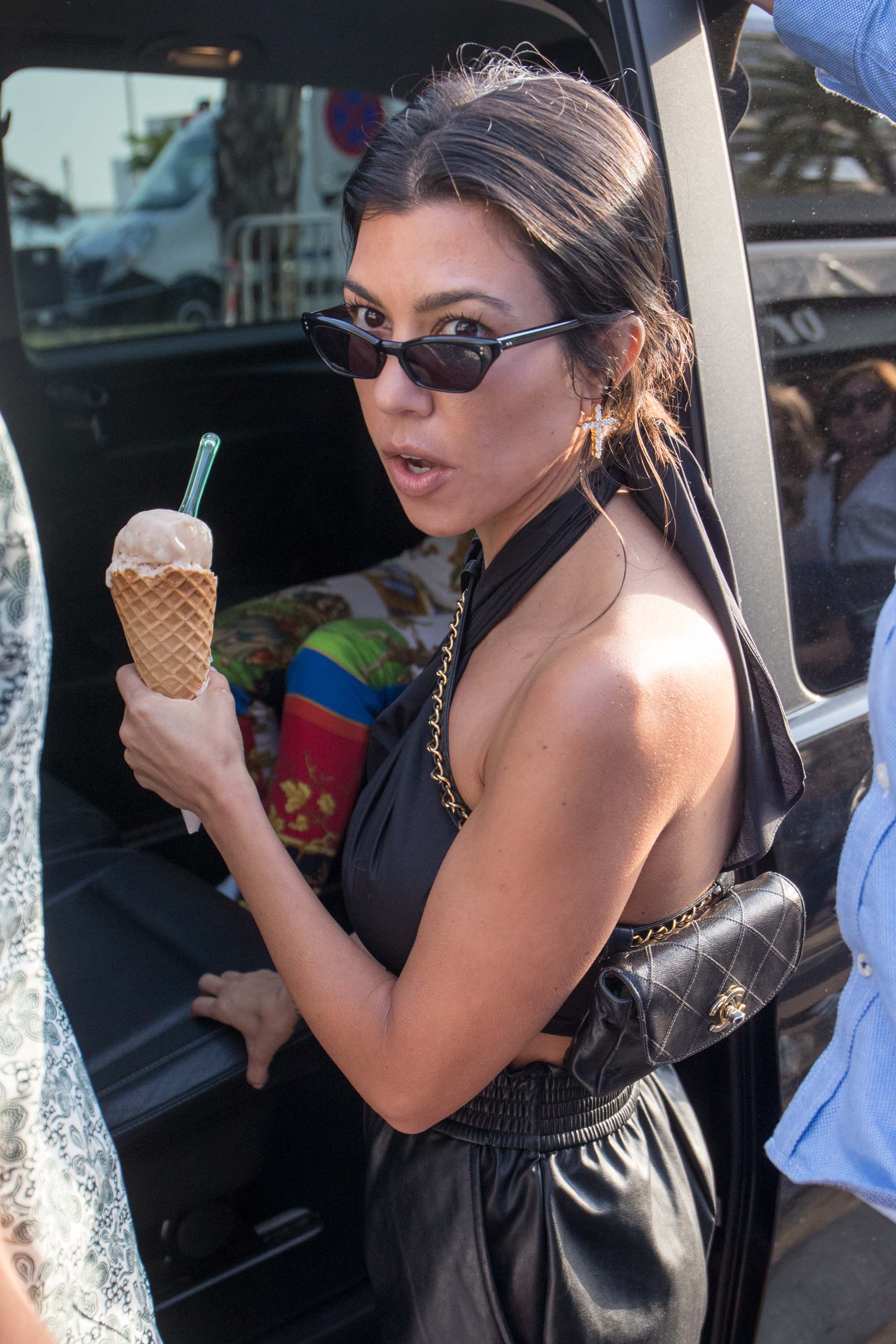 Kourtney Kardashian getting ice cream in Cannes