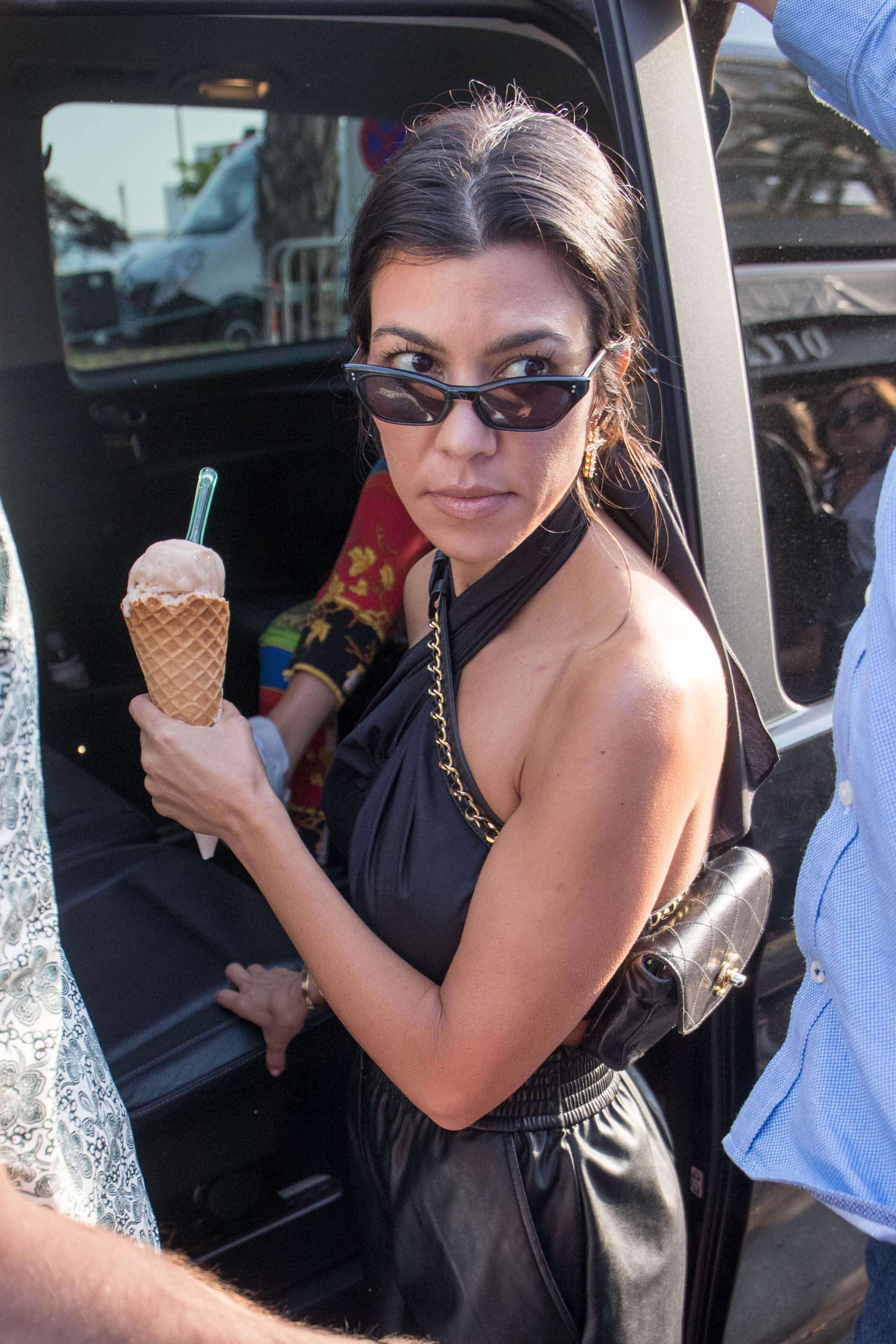 Kourtney Kardashian getting ice cream in Cannes