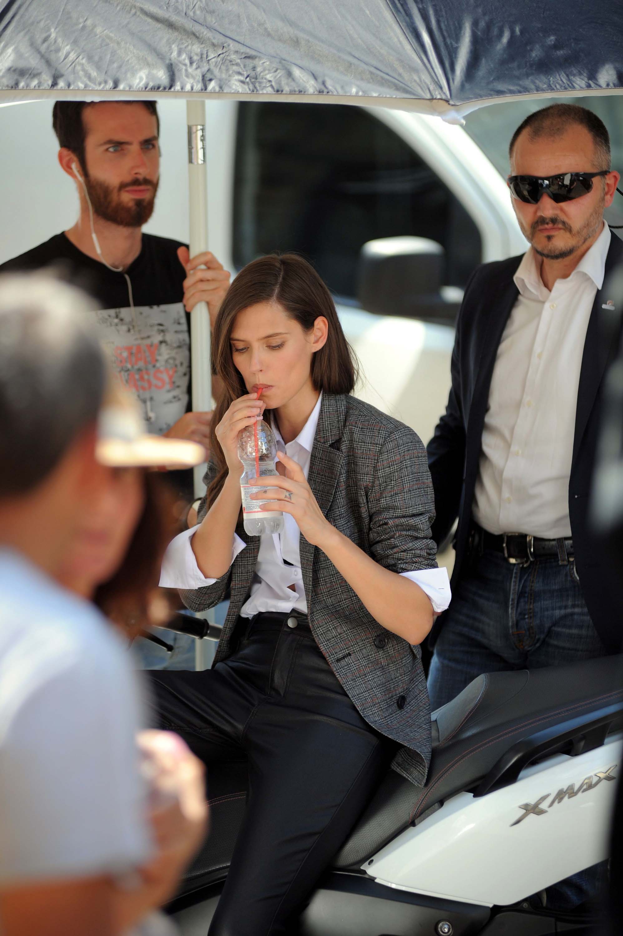 Bianca Balti on the set of a photoshoot for OVS