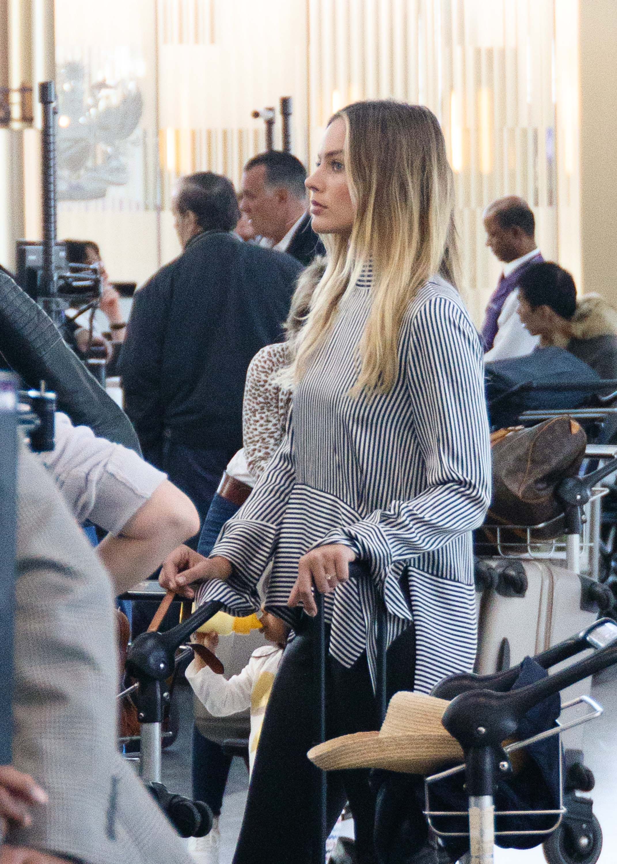 Margot Robbie seen at Heathrow airport