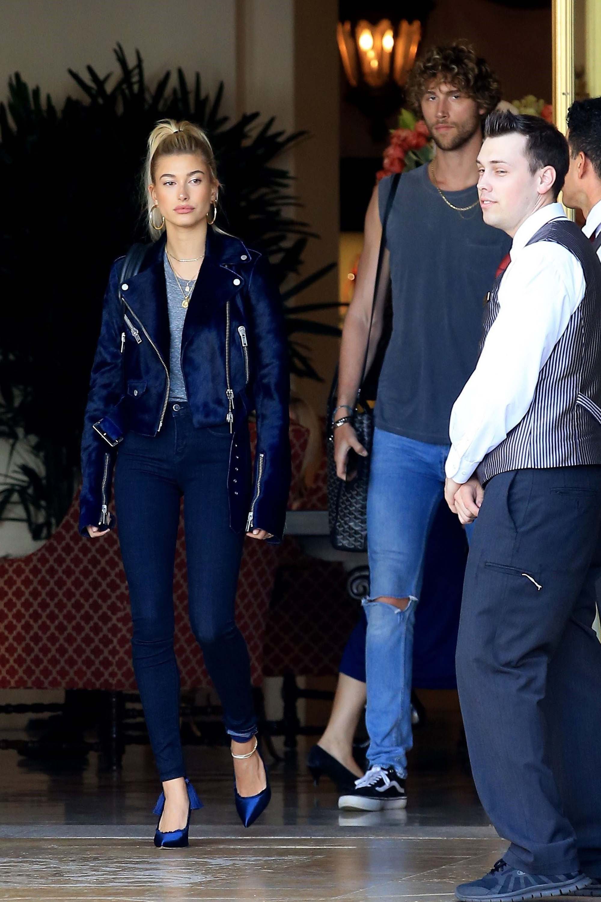 Hailey Baldwin checks out of the Montage Hotel