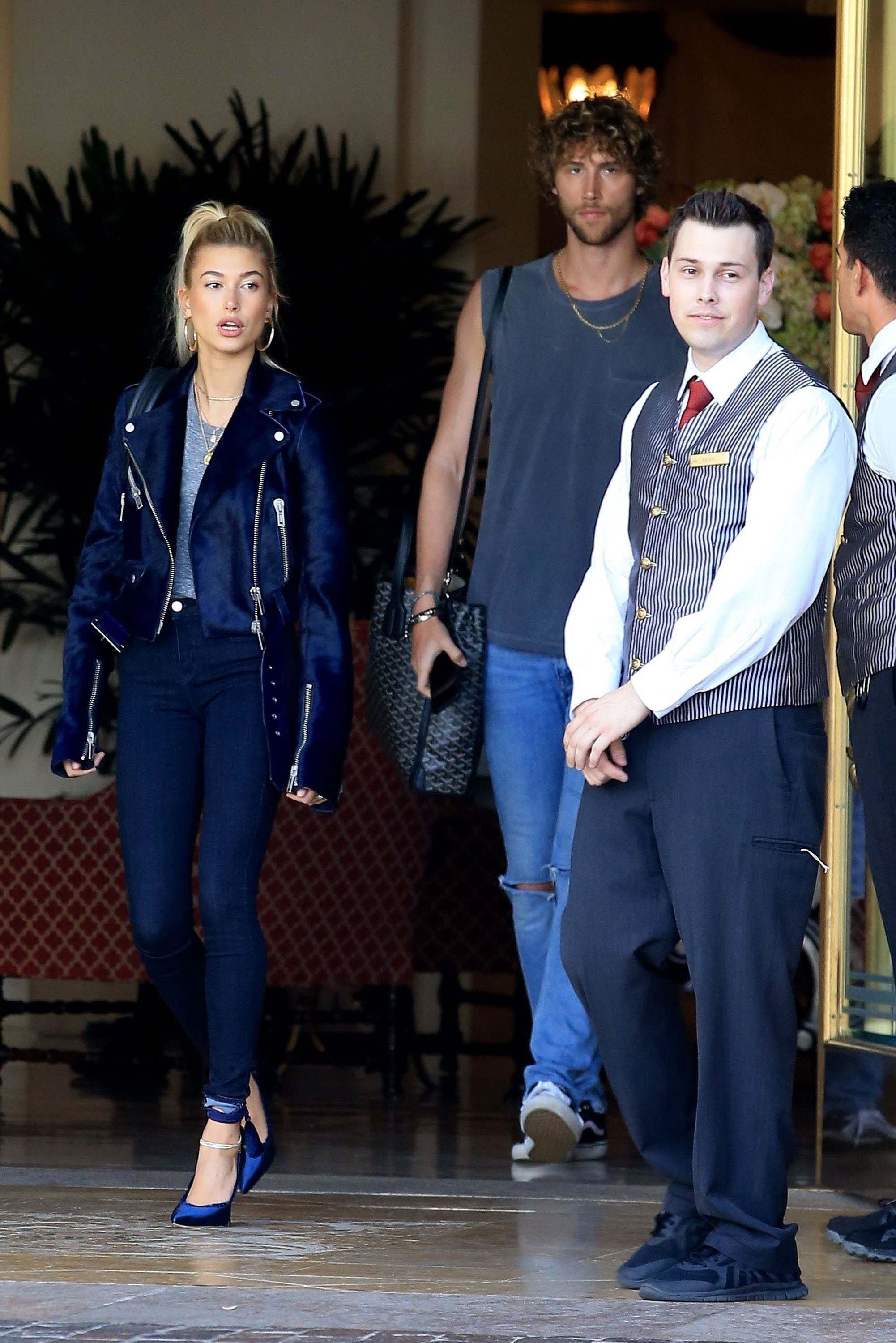 Hailey Baldwin checks out of the Montage Hotel