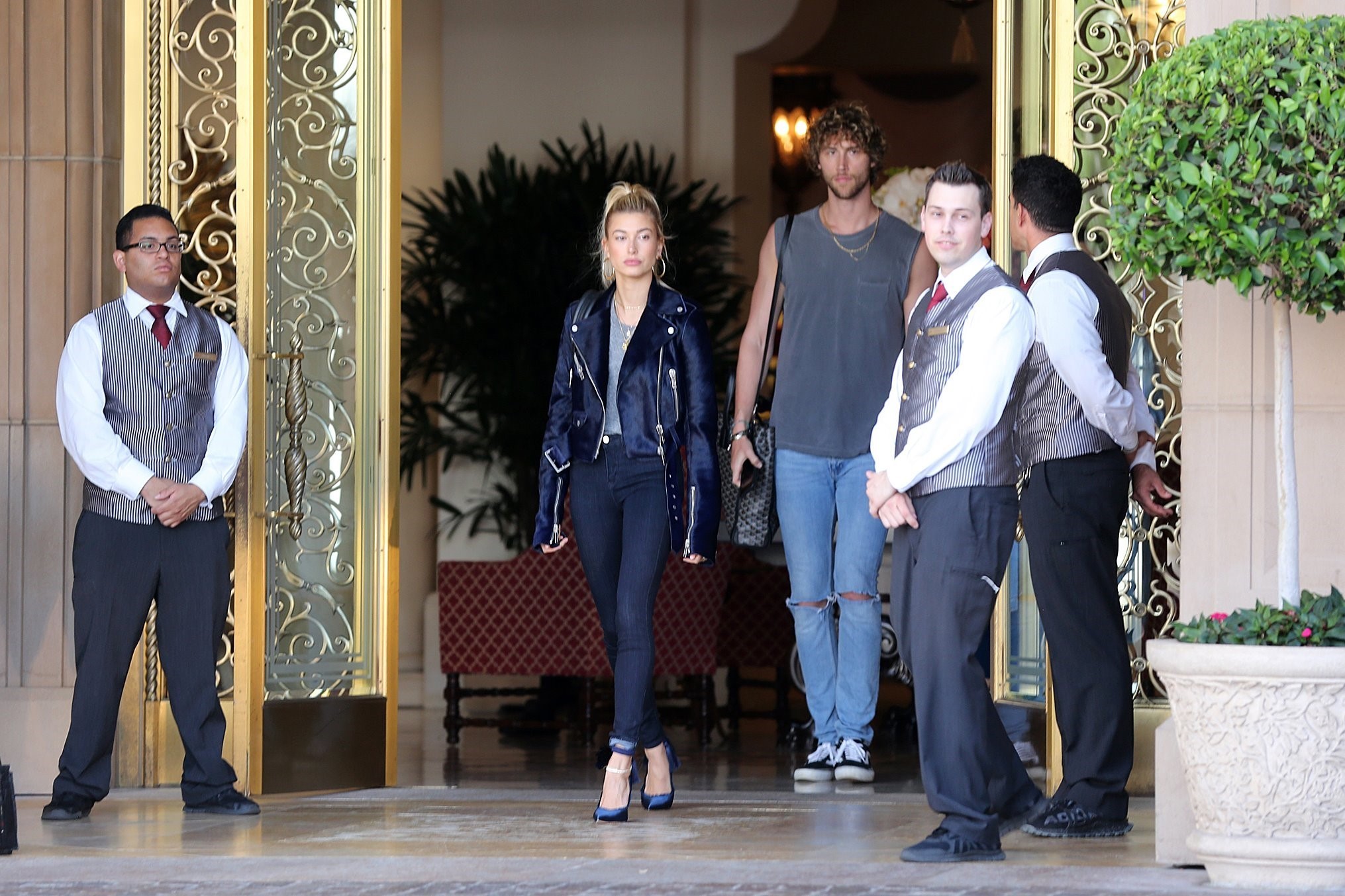 Hailey Baldwin checks out of the Montage Hotel