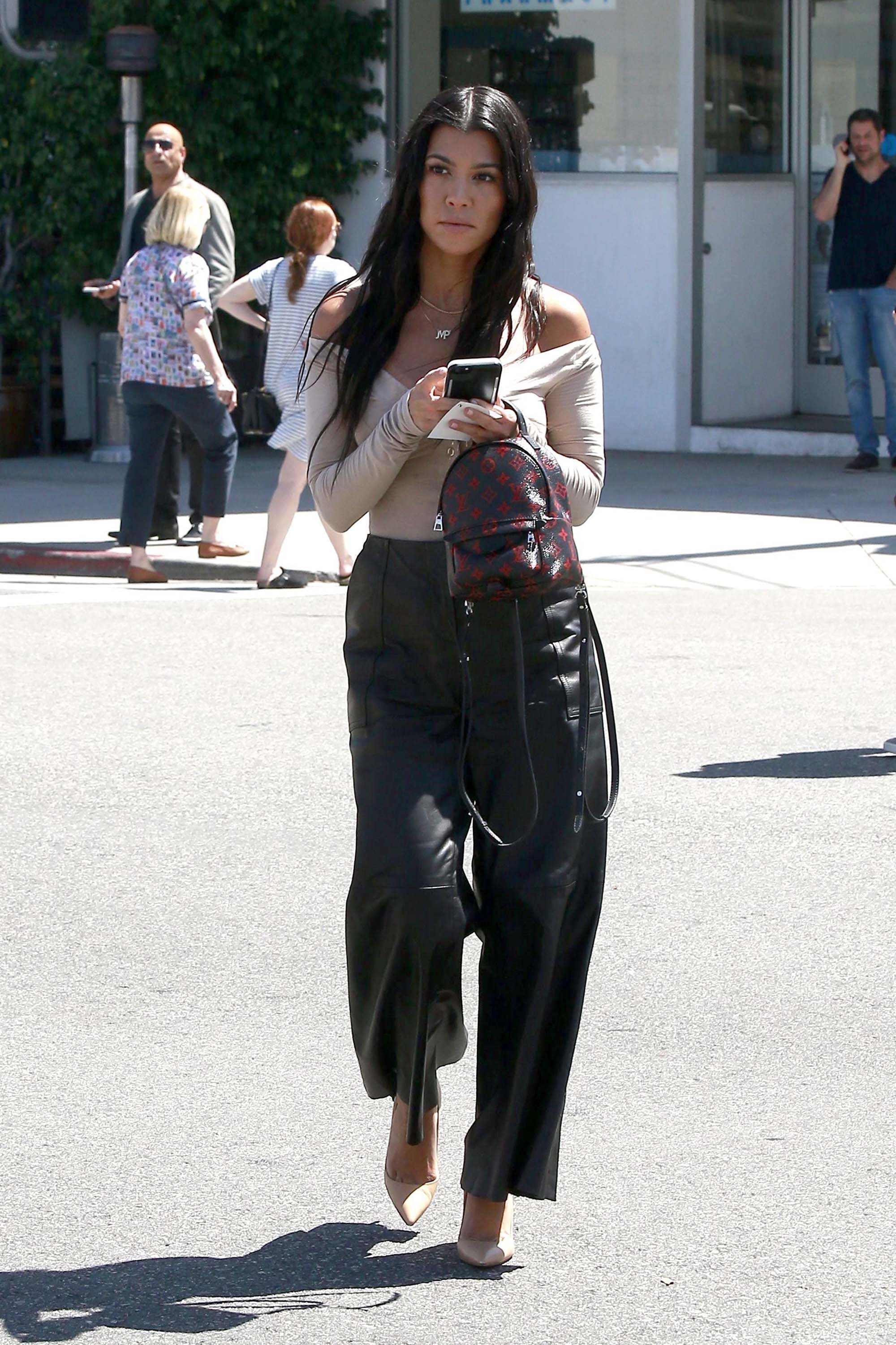 Kourtney Kardashian at Il Pastaio restaurant