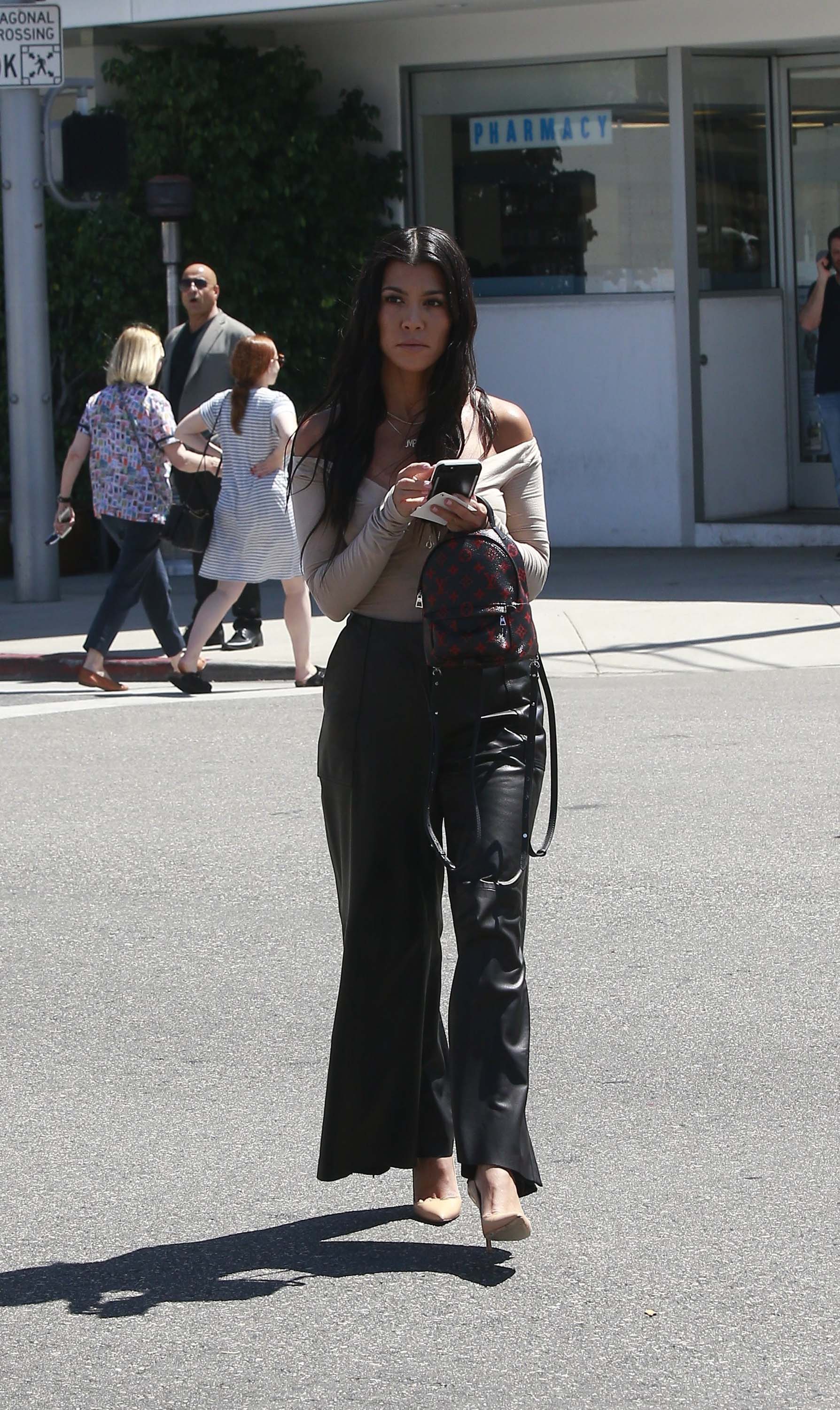 Kourtney Kardashian at Il Pastaio restaurant