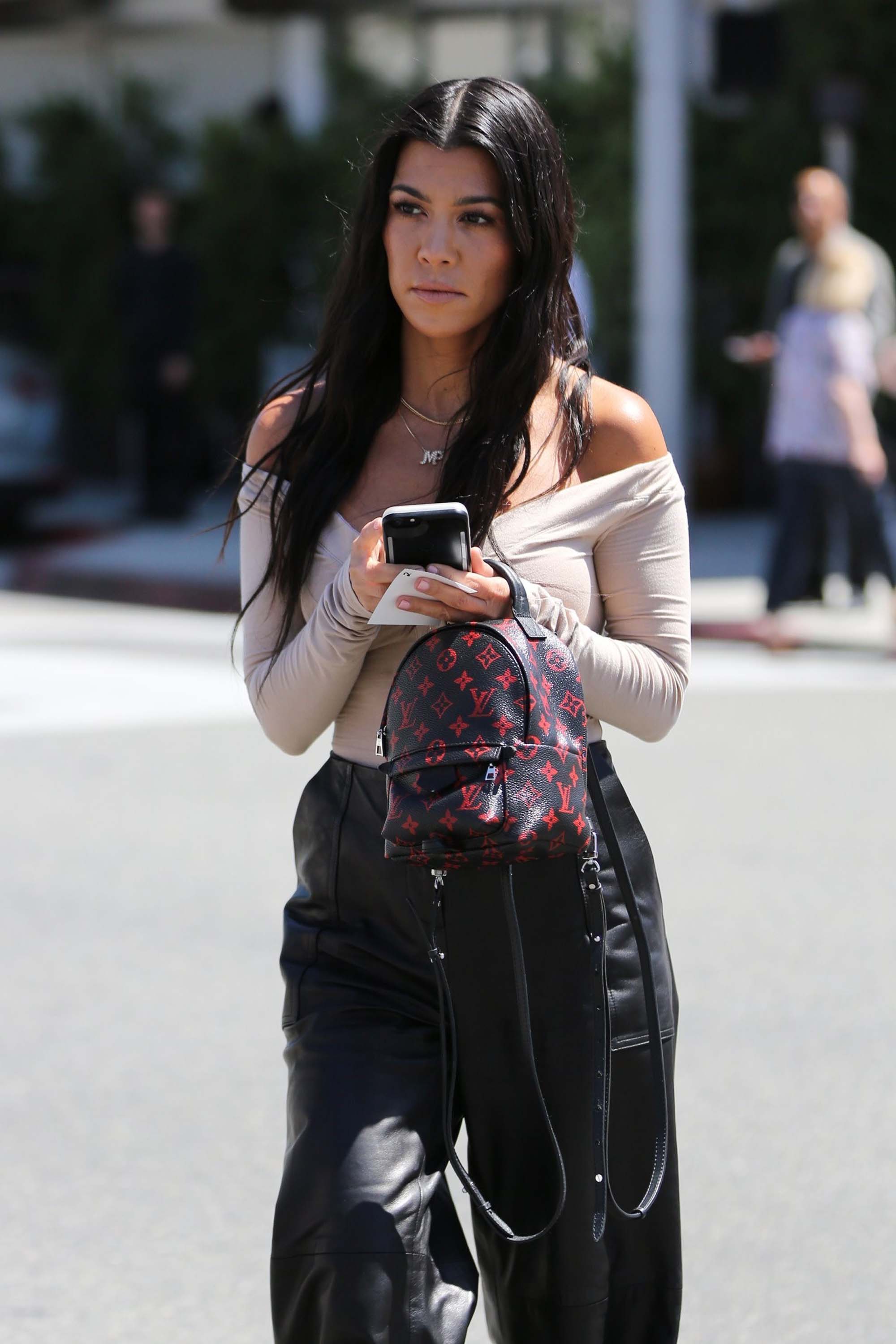 Kourtney Kardashian at Il Pastaio restaurant