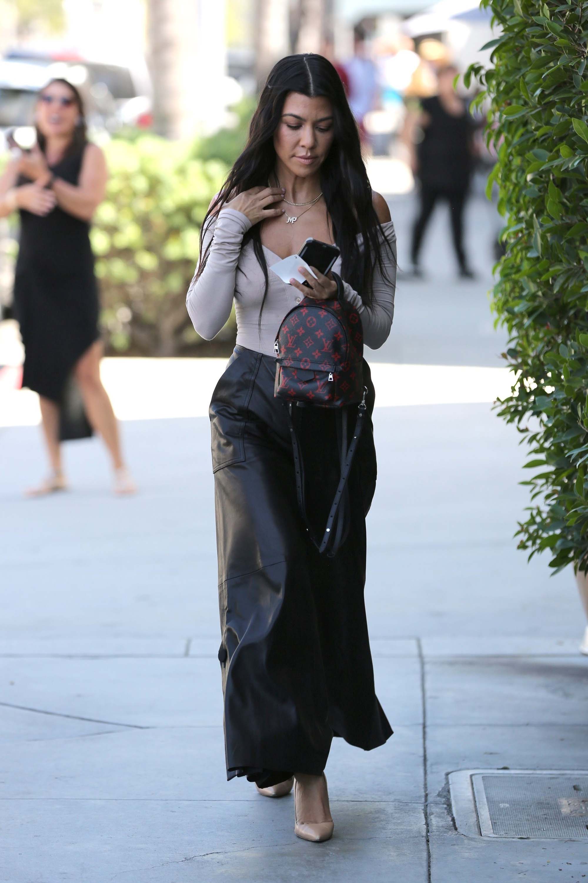 Kourtney Kardashian at Il Pastaio restaurant