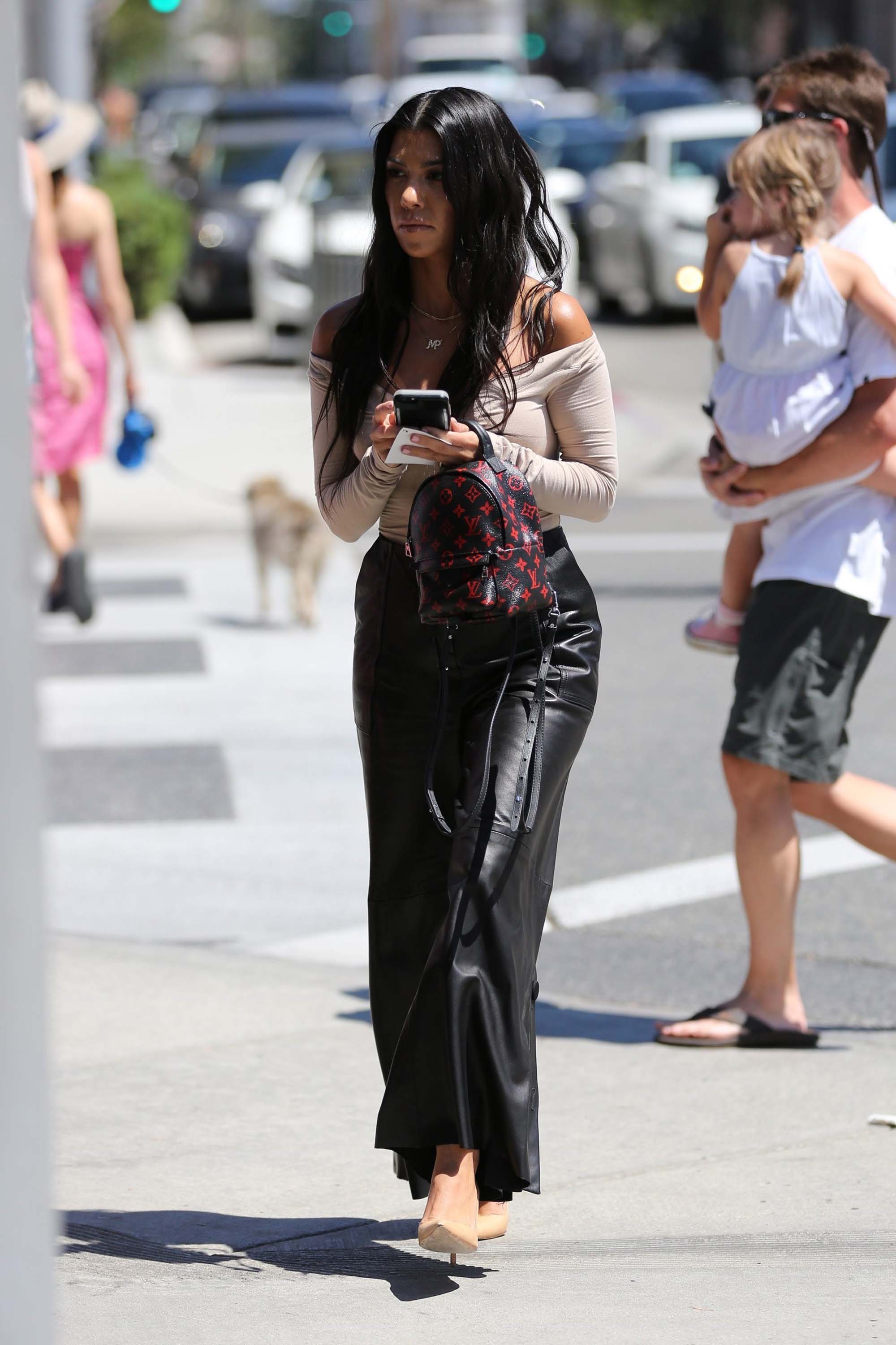 Kourtney Kardashian at Il Pastaio restaurant