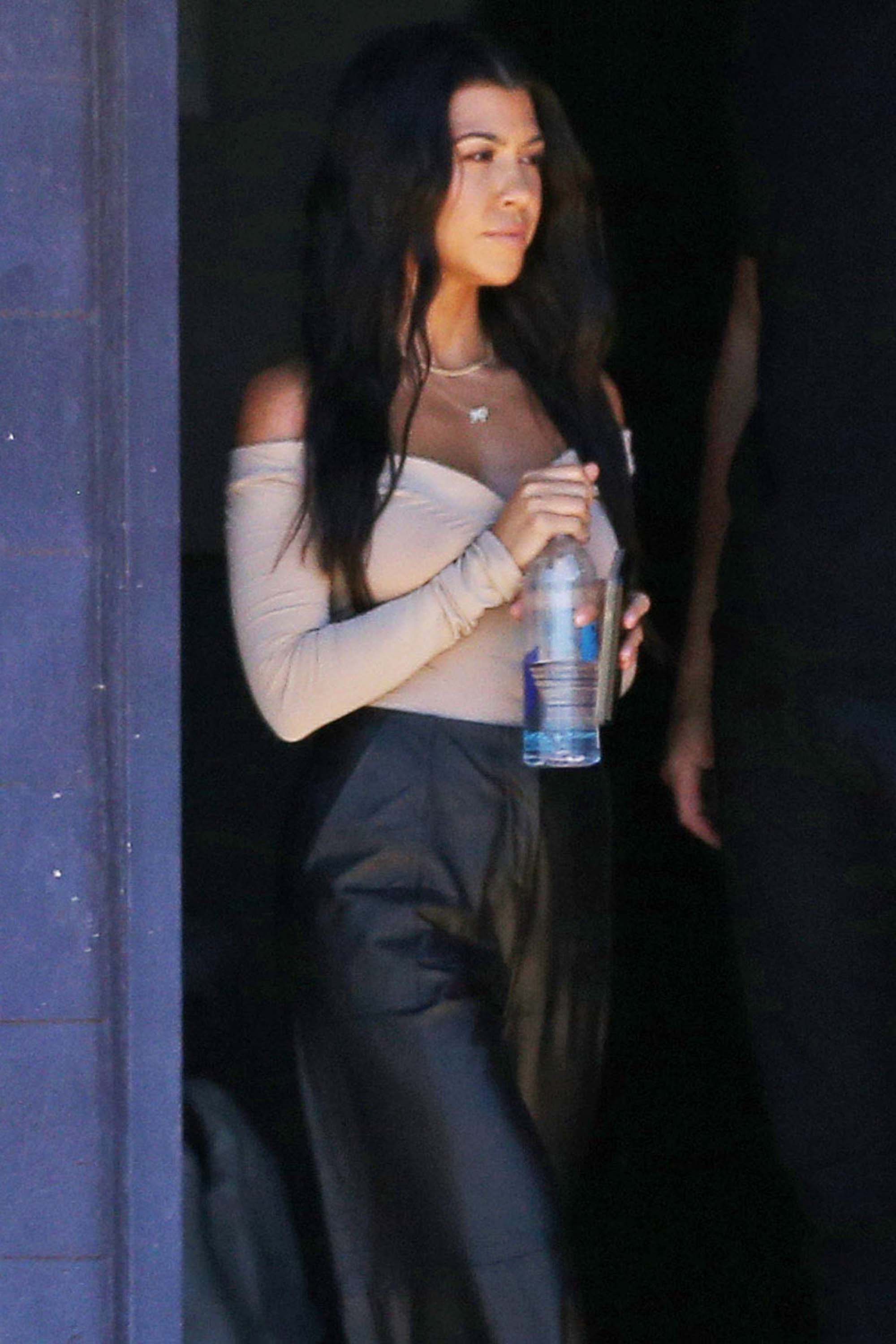 Kourtney Kardashian at Il Pastaio restaurant