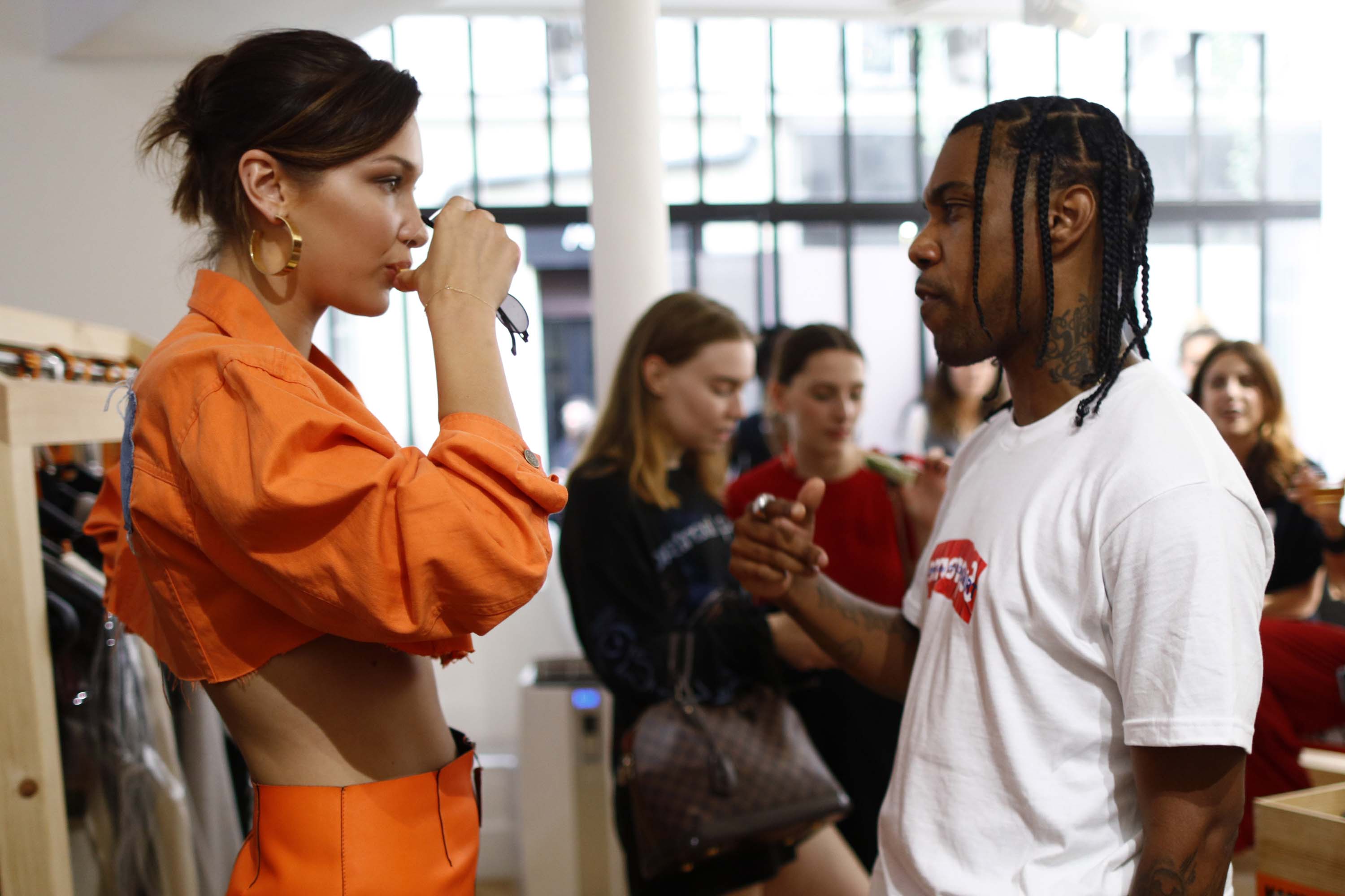 Bella Hadid attends the Heron Preston presentation Man Menswear Spring/Summer