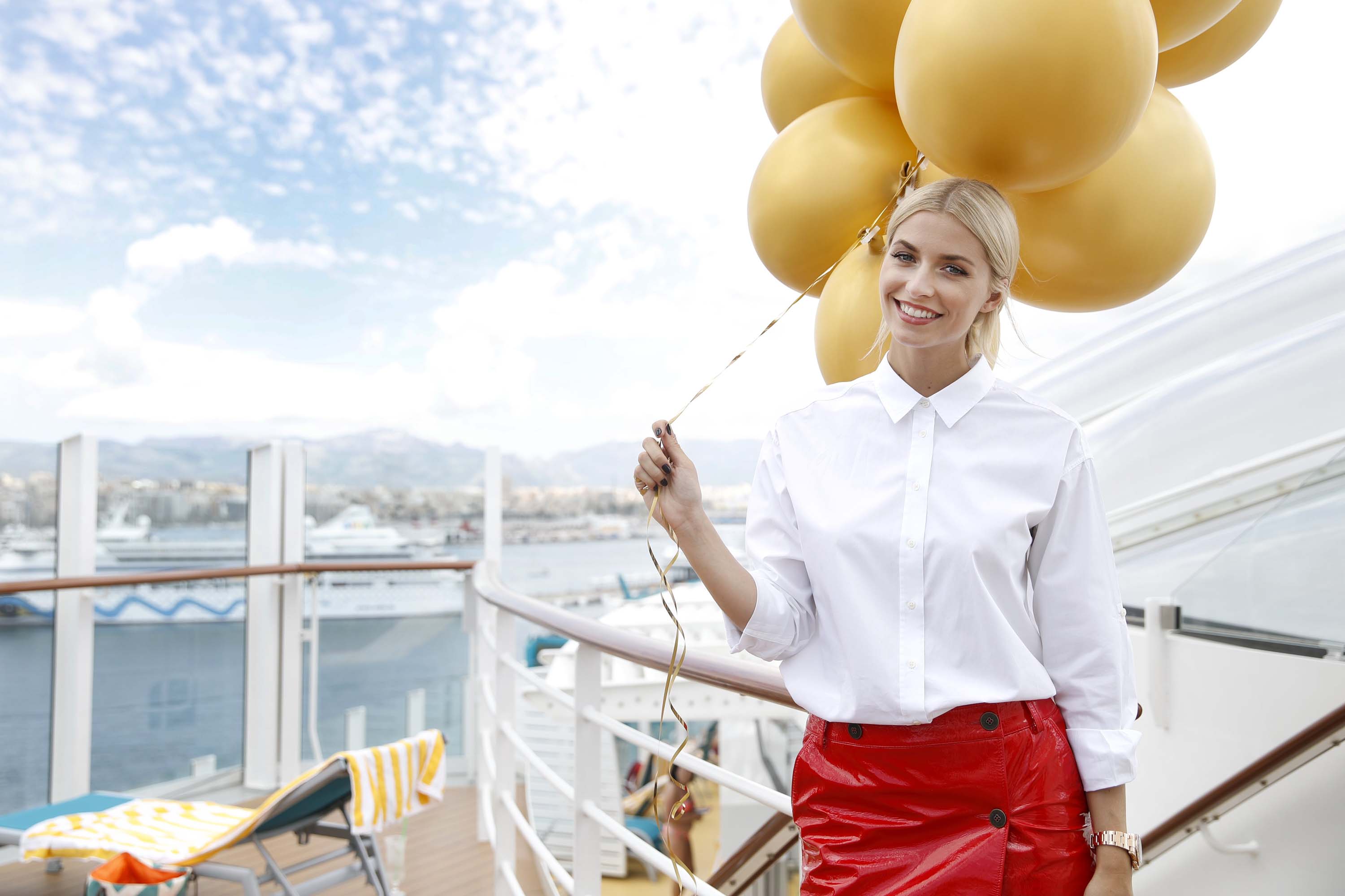 Lena Gercke on board of AIDAperla Cruise Ship
