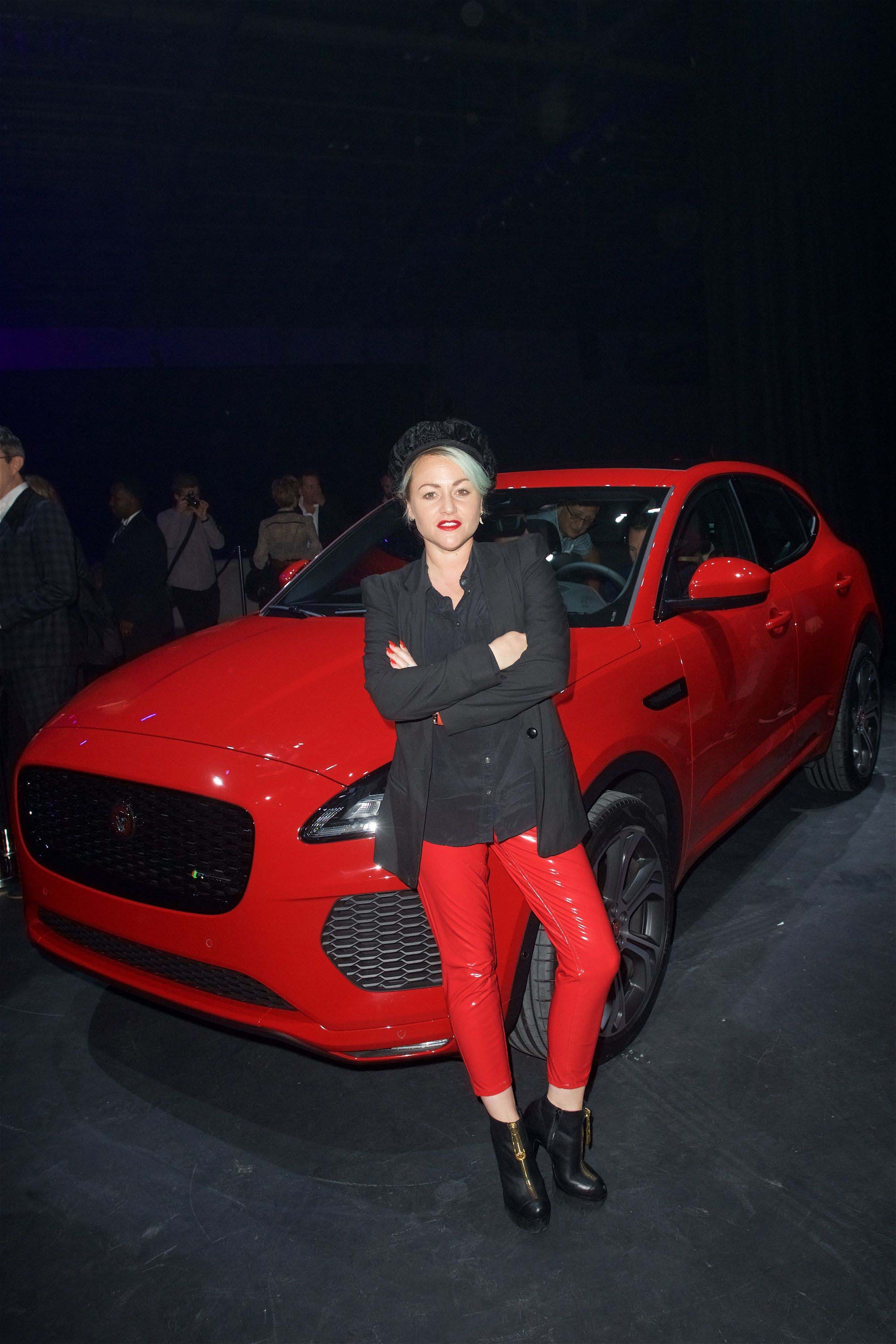 Jaimie Winstone attends the Jaguar E-Pace car launch party