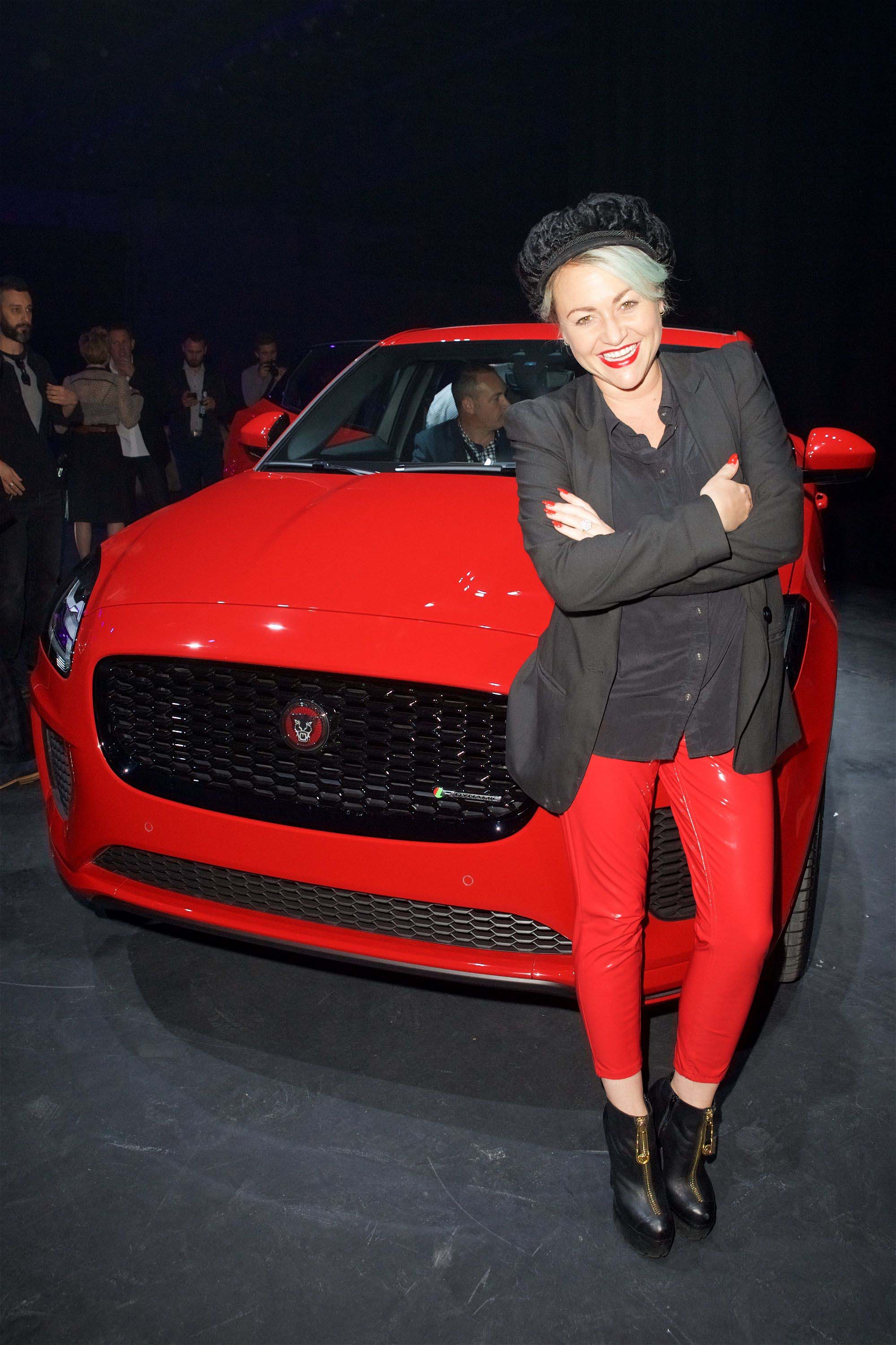 Jaimie Winstone attends the Jaguar E-Pace car launch party