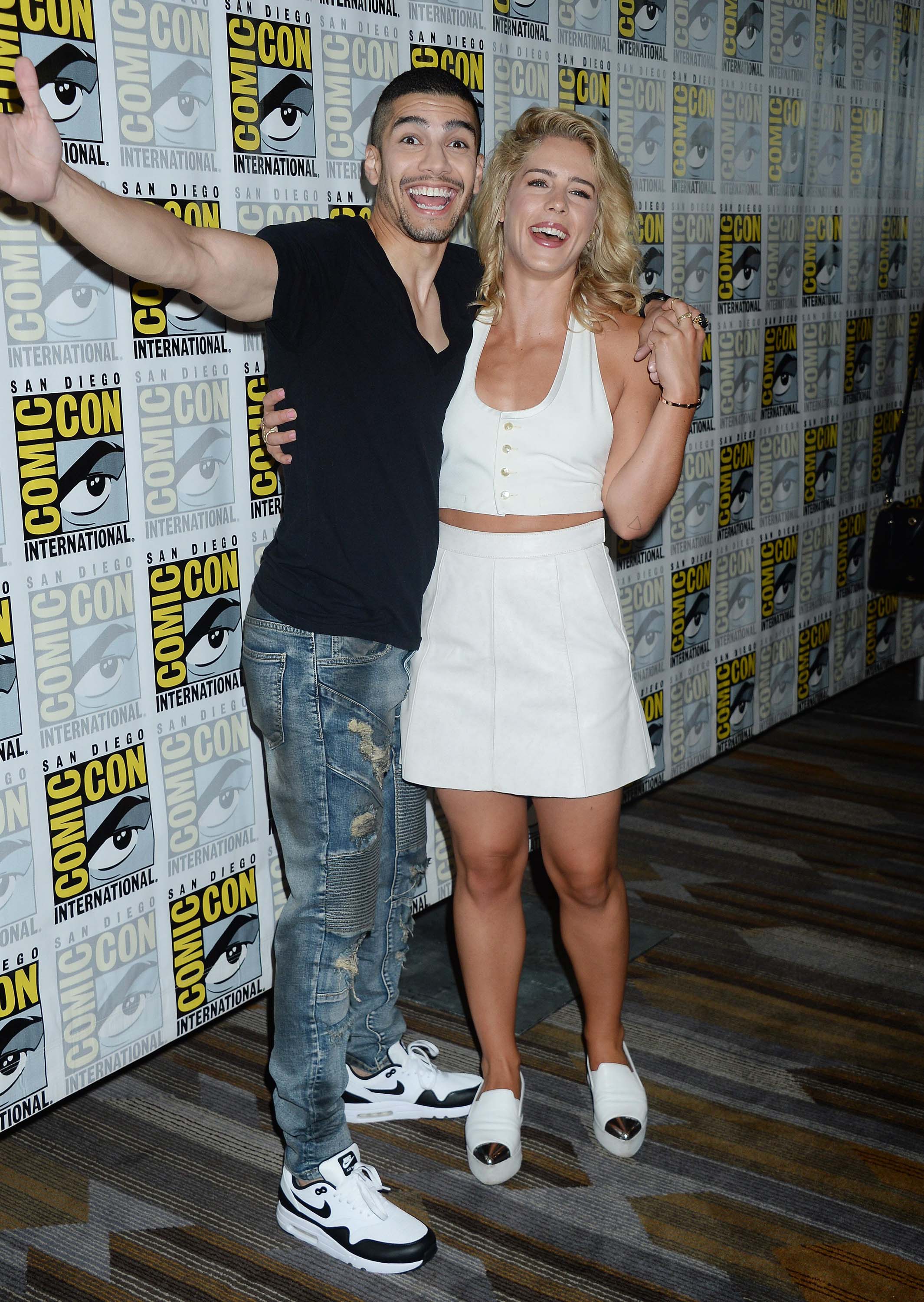Emily Bett Rickards attends Arrow Press Line