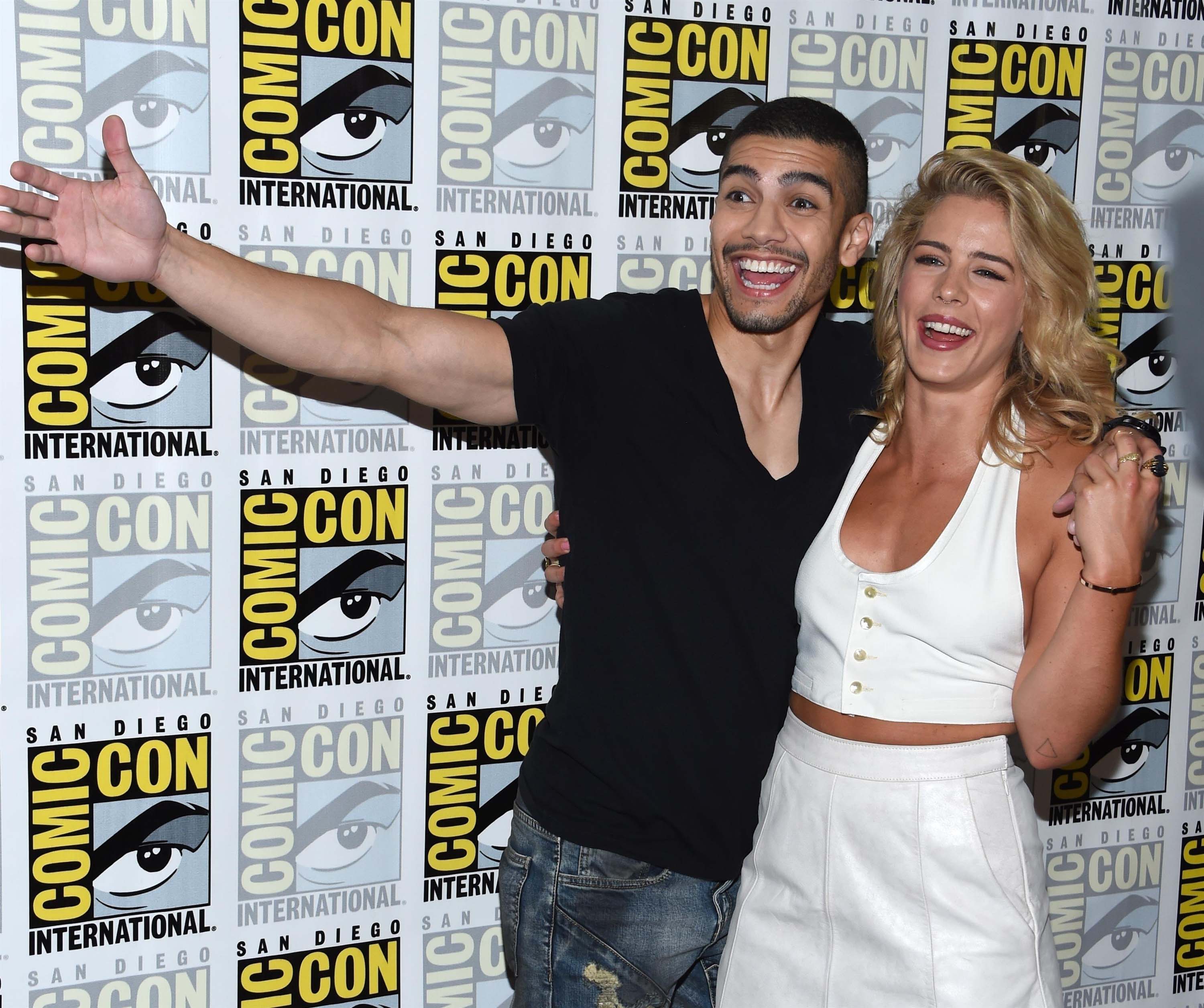 Emily Bett Rickards attends Arrow Press Line