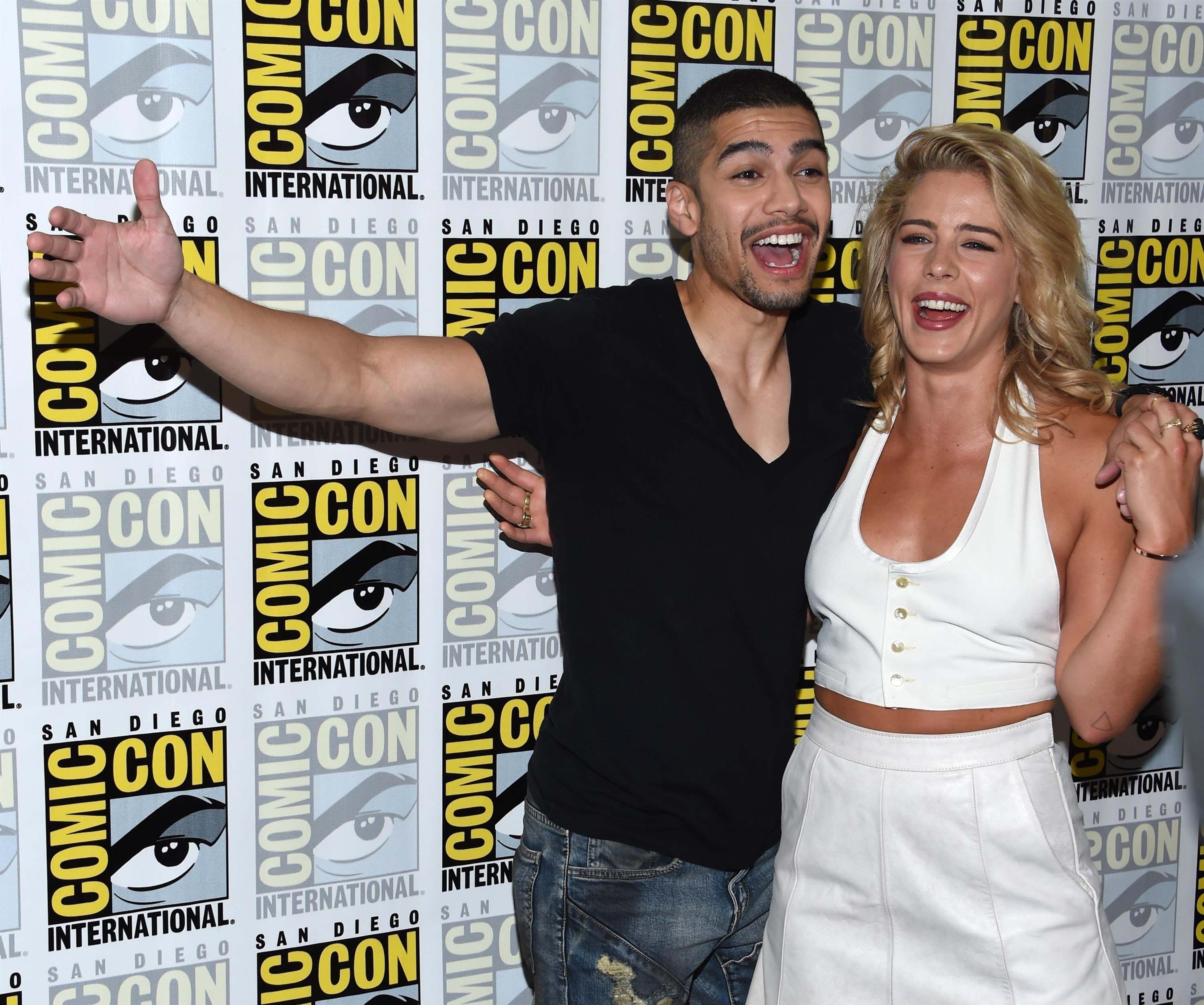 Emily Bett Rickards attends Arrow Press Line