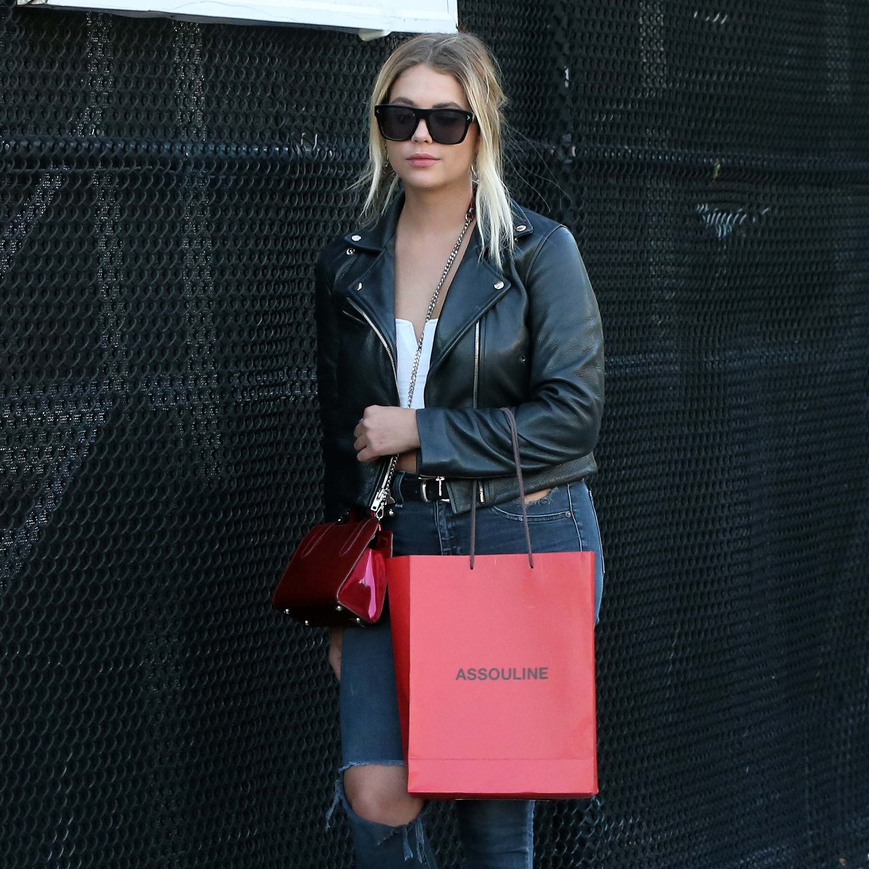 Ashley Benson at a heliport in NYC