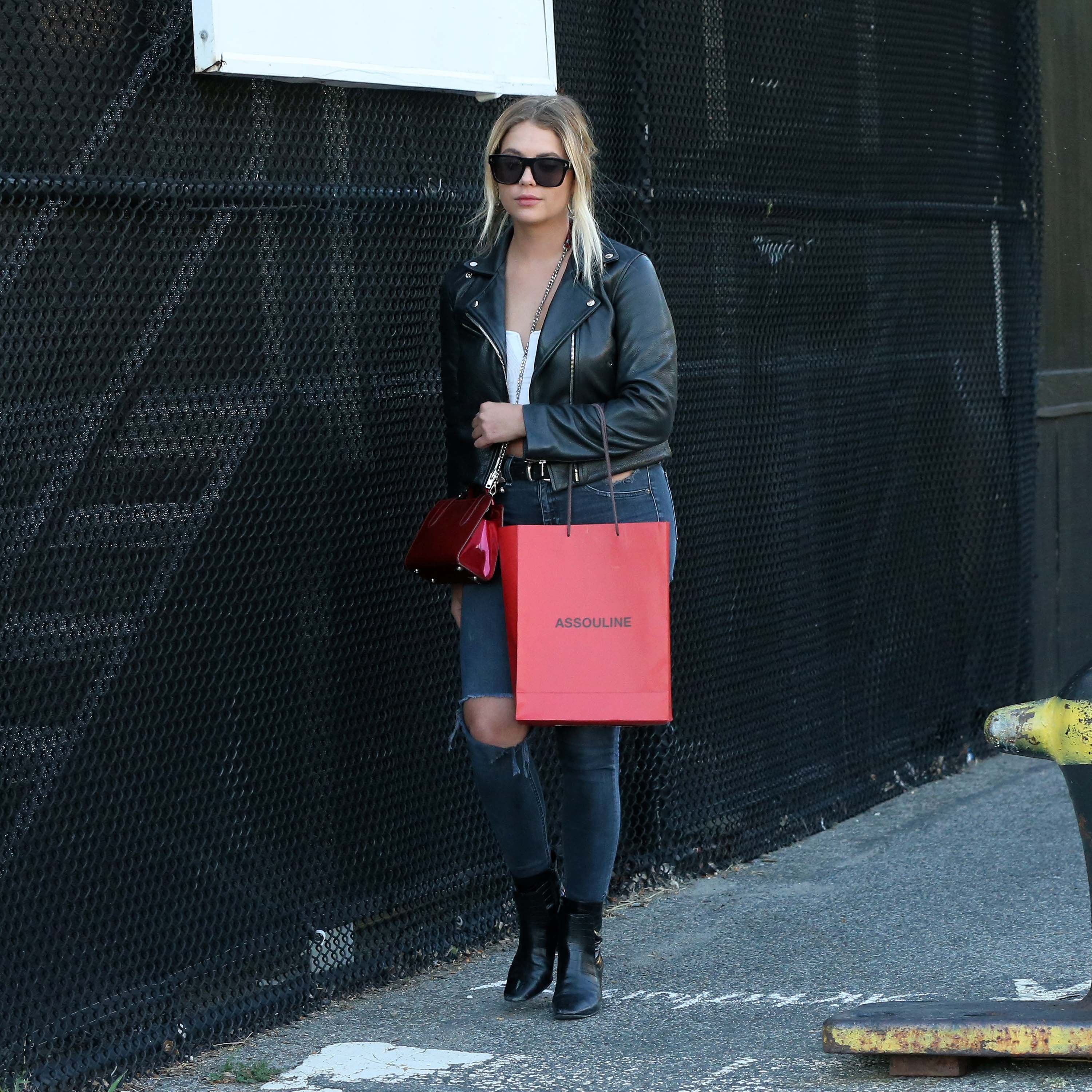 Ashley Benson at a heliport in NYC