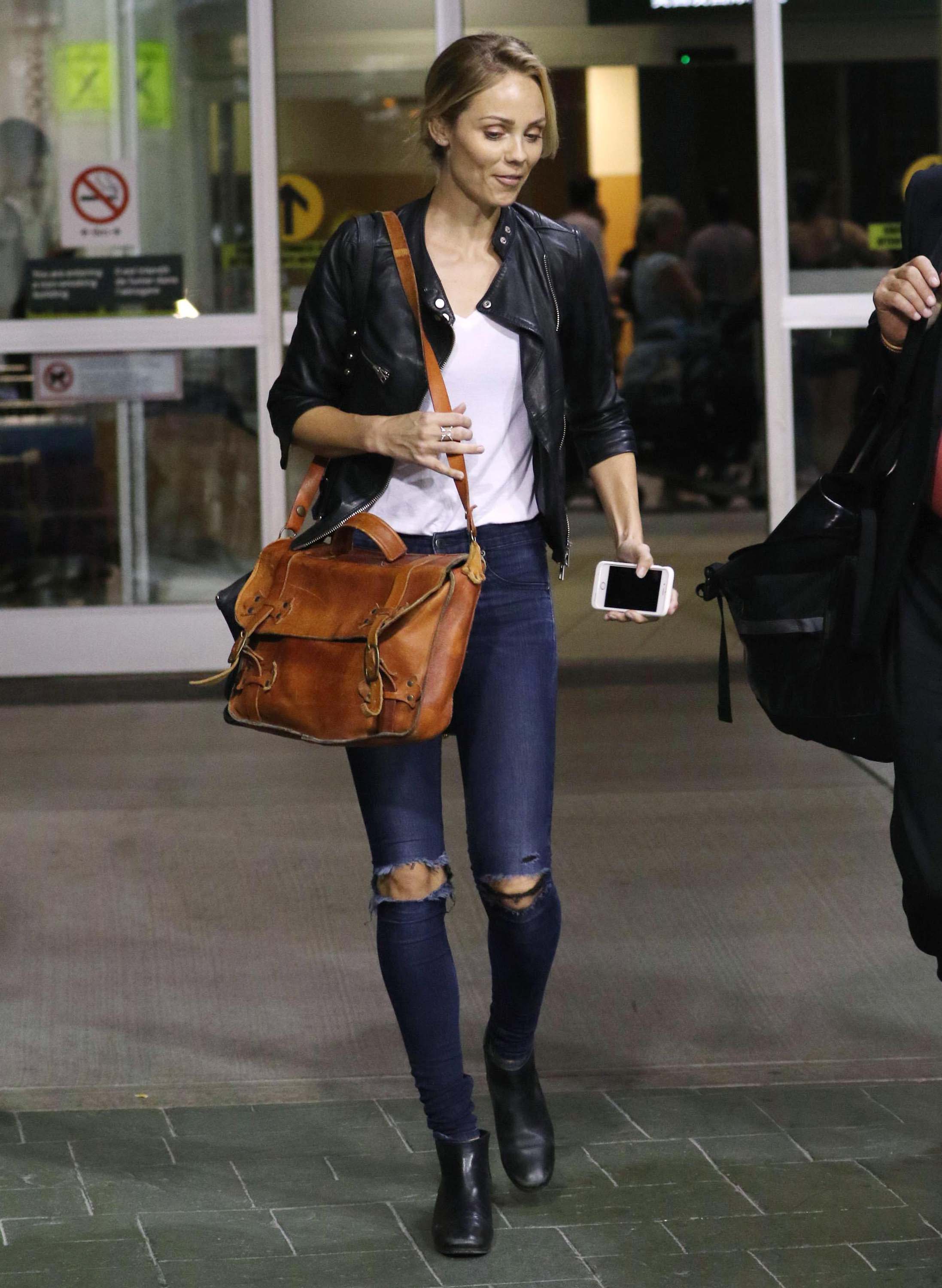 Laura Vandervoort at Vancouver International Airport