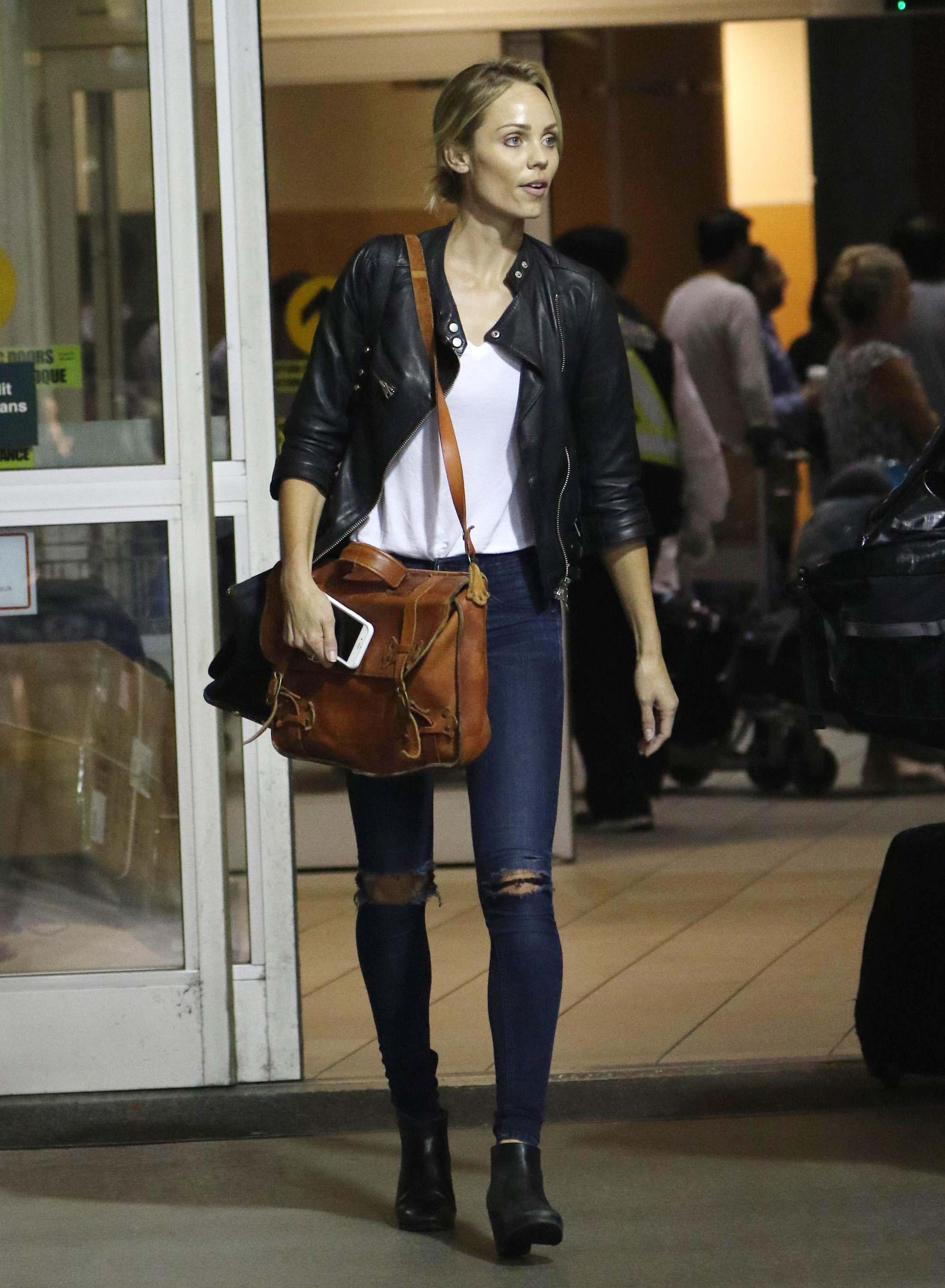 Laura Vandervoort at Vancouver International Airport