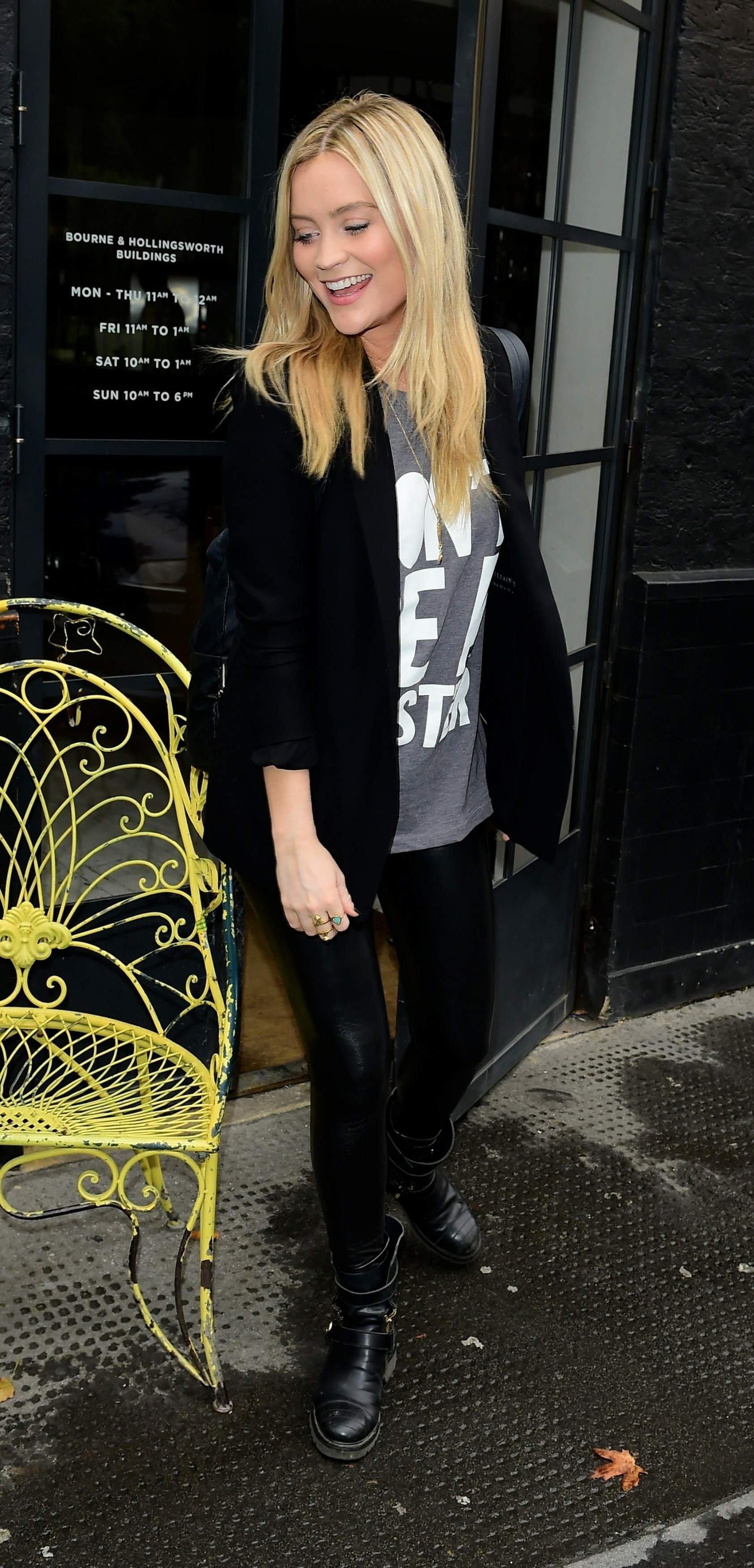 Laura Whitmore arrives at Bourne and Hollingsworth Buildings