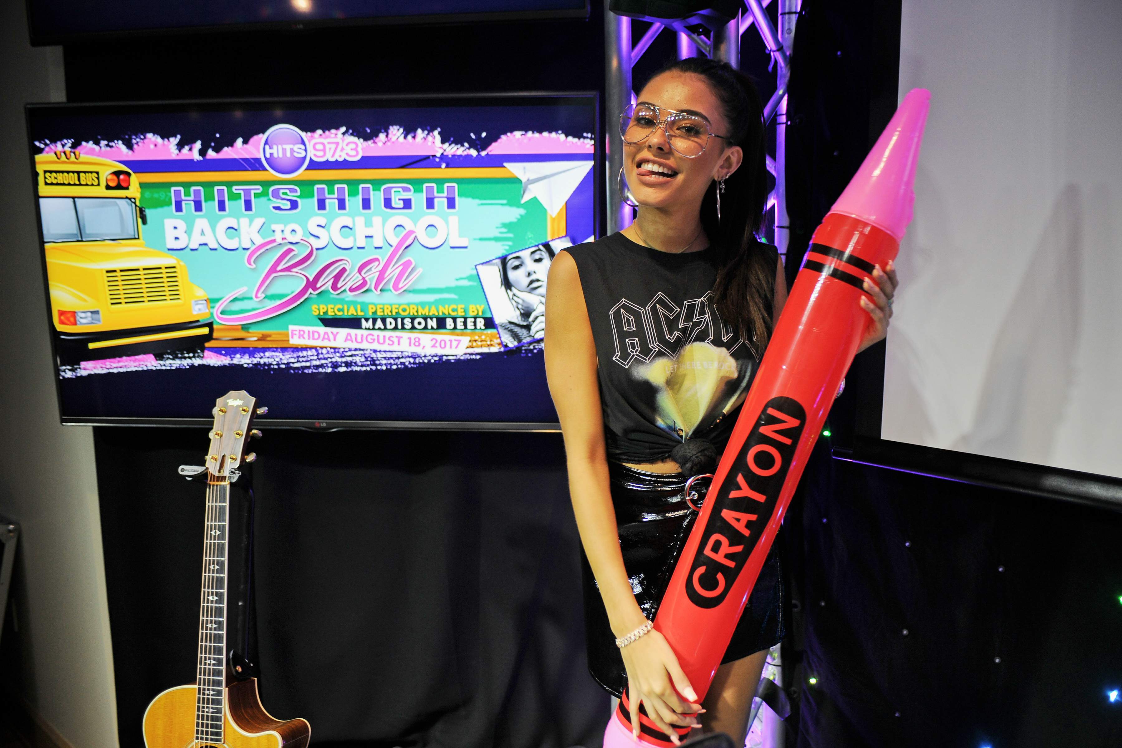 Madison Beer performing at the Y100 mack-a-pooloza party