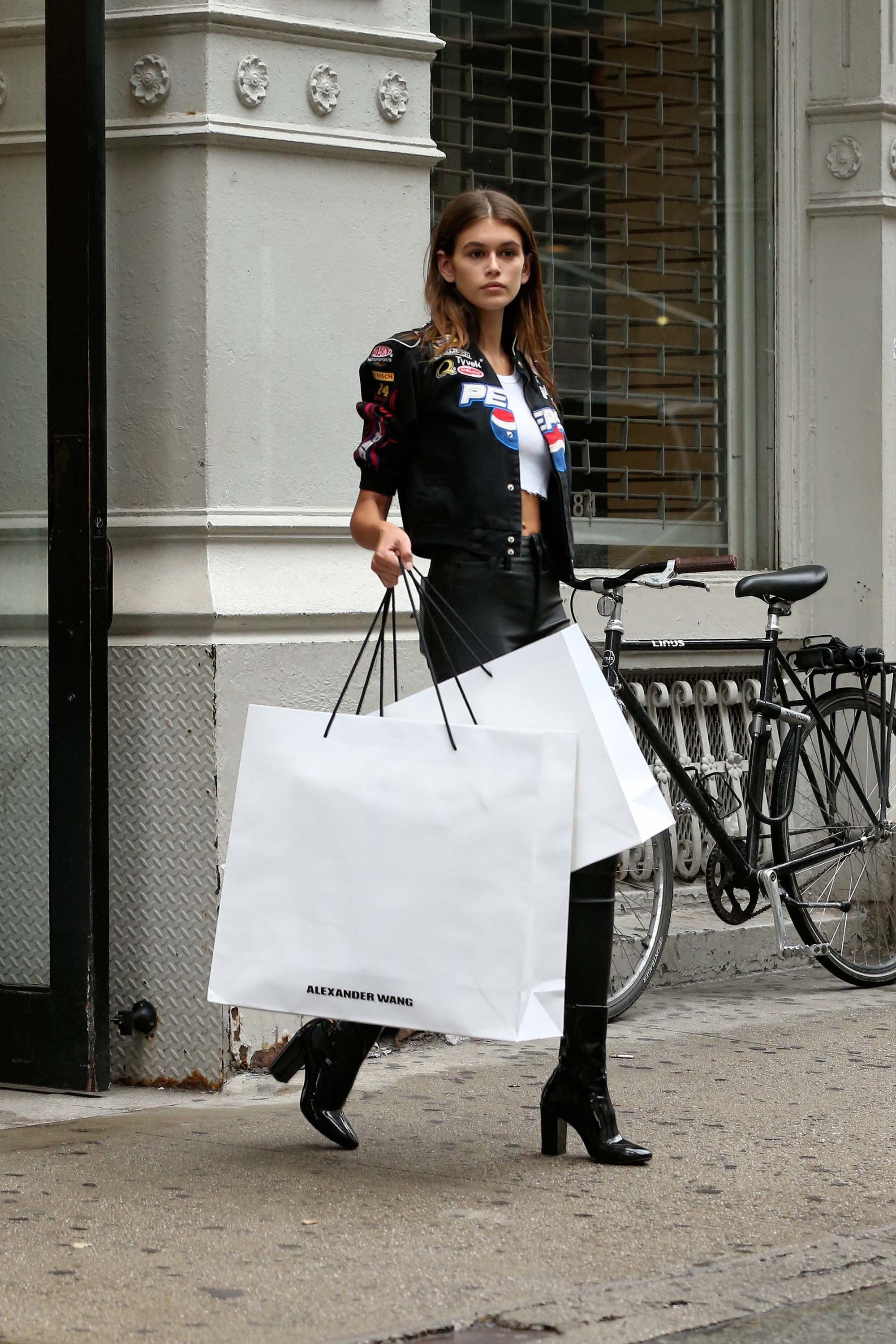 Kaia Gerber seen at the Alexander Wang fitting rooms