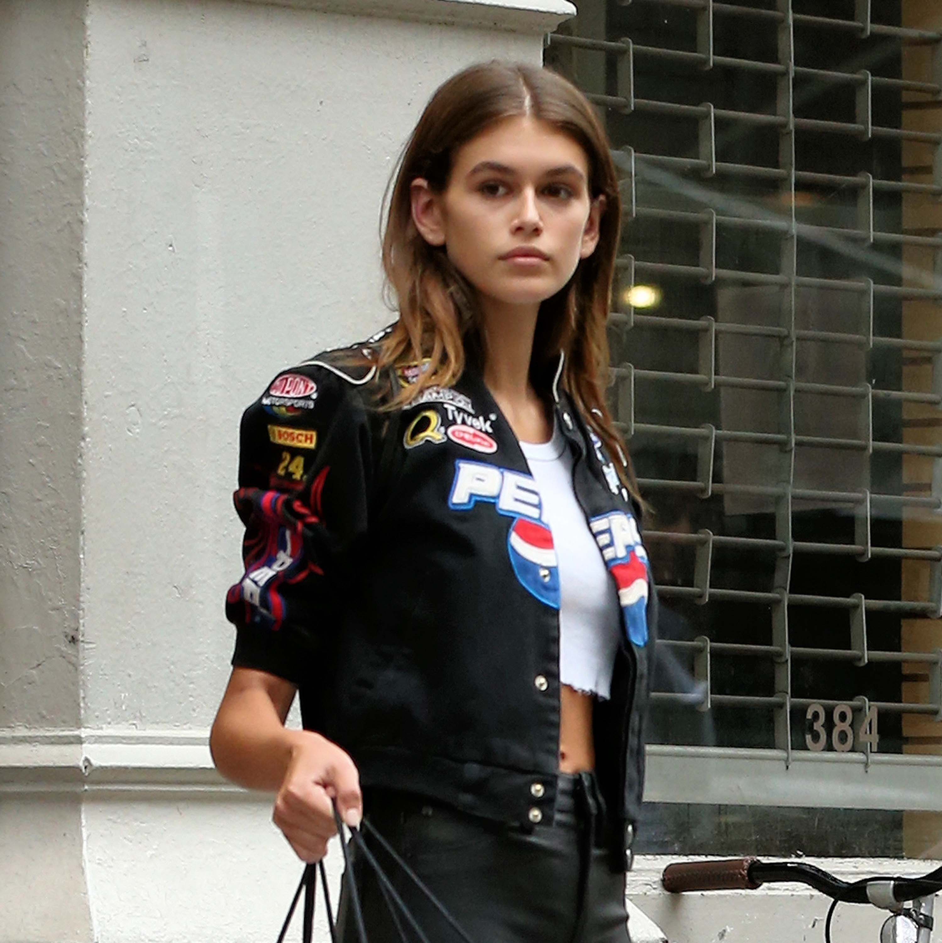 Kaia Gerber seen at the Alexander Wang fitting rooms