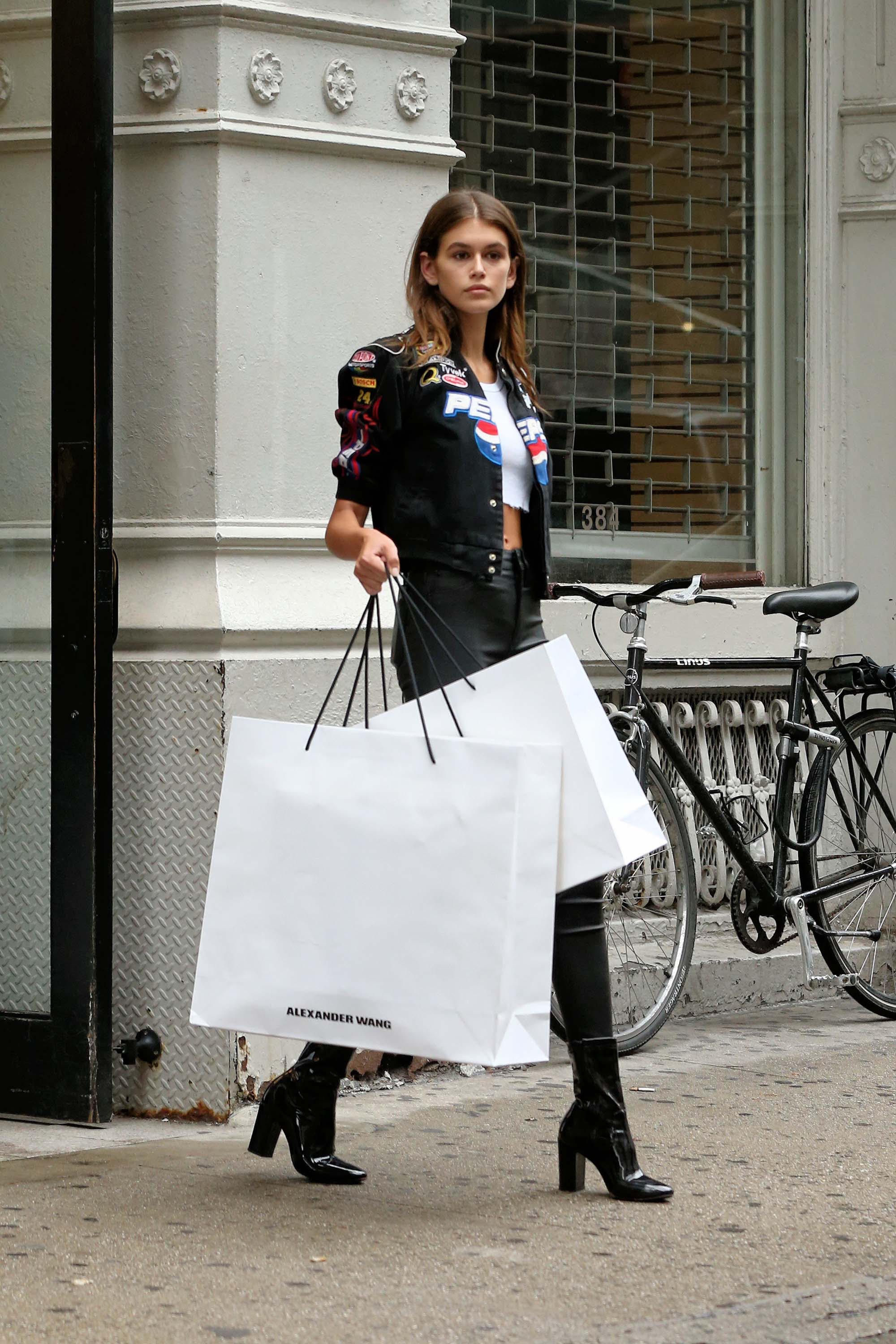 Kaia Gerber seen at the Alexander Wang fitting rooms