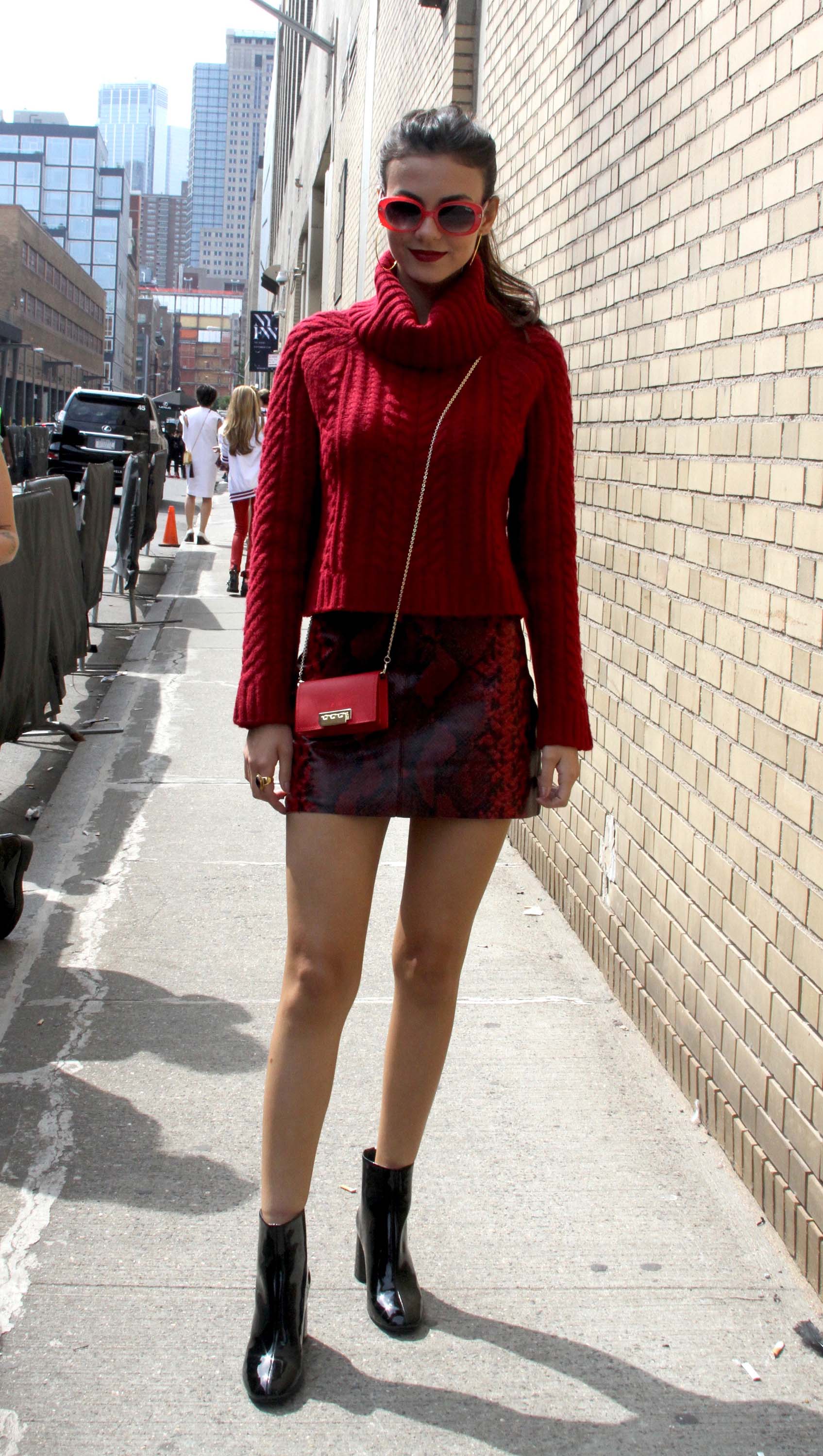 Victoria Justice outside Alice + Olivia By Stacey Bendet fashion show