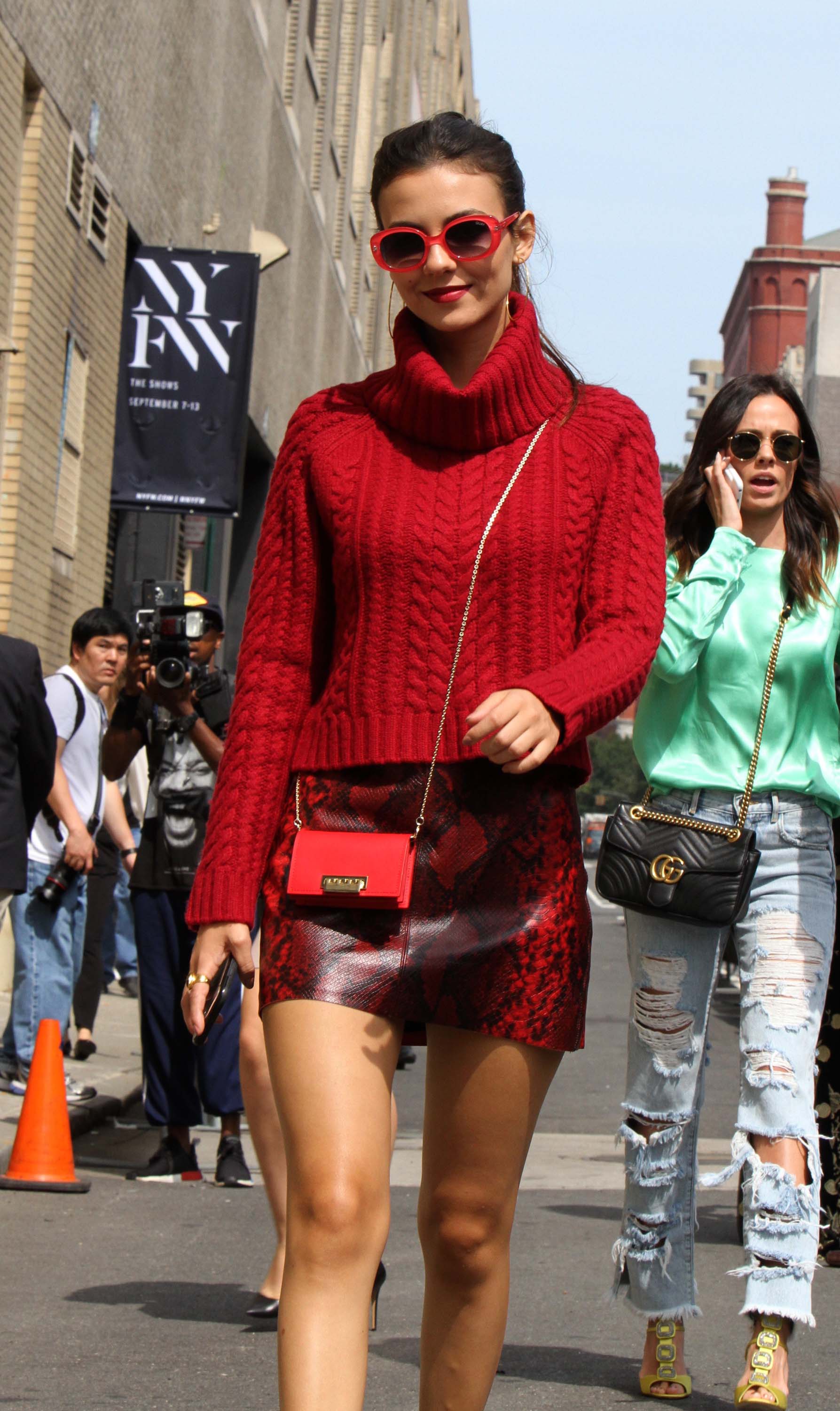 Victoria Justice outside Alice + Olivia By Stacey Bendet fashion show