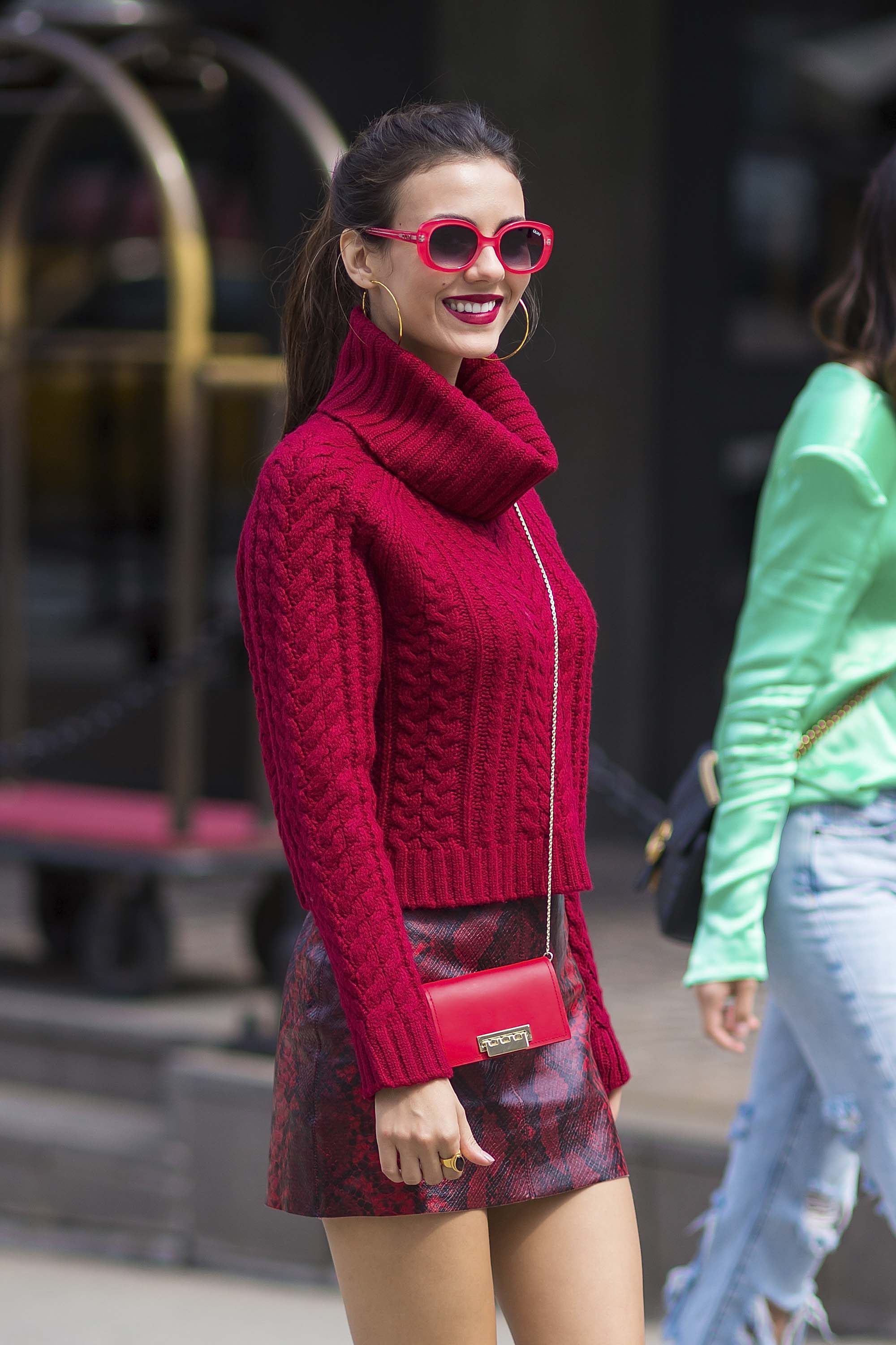 Victoria Justice outside Alice + Olivia By Stacey Bendet fashion show