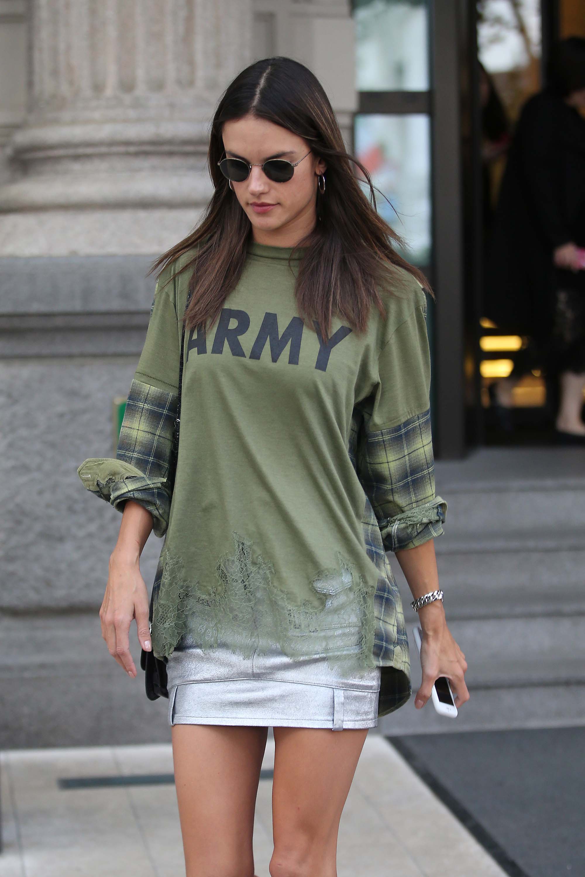 Alessandra Ambrosio leaves her hotel