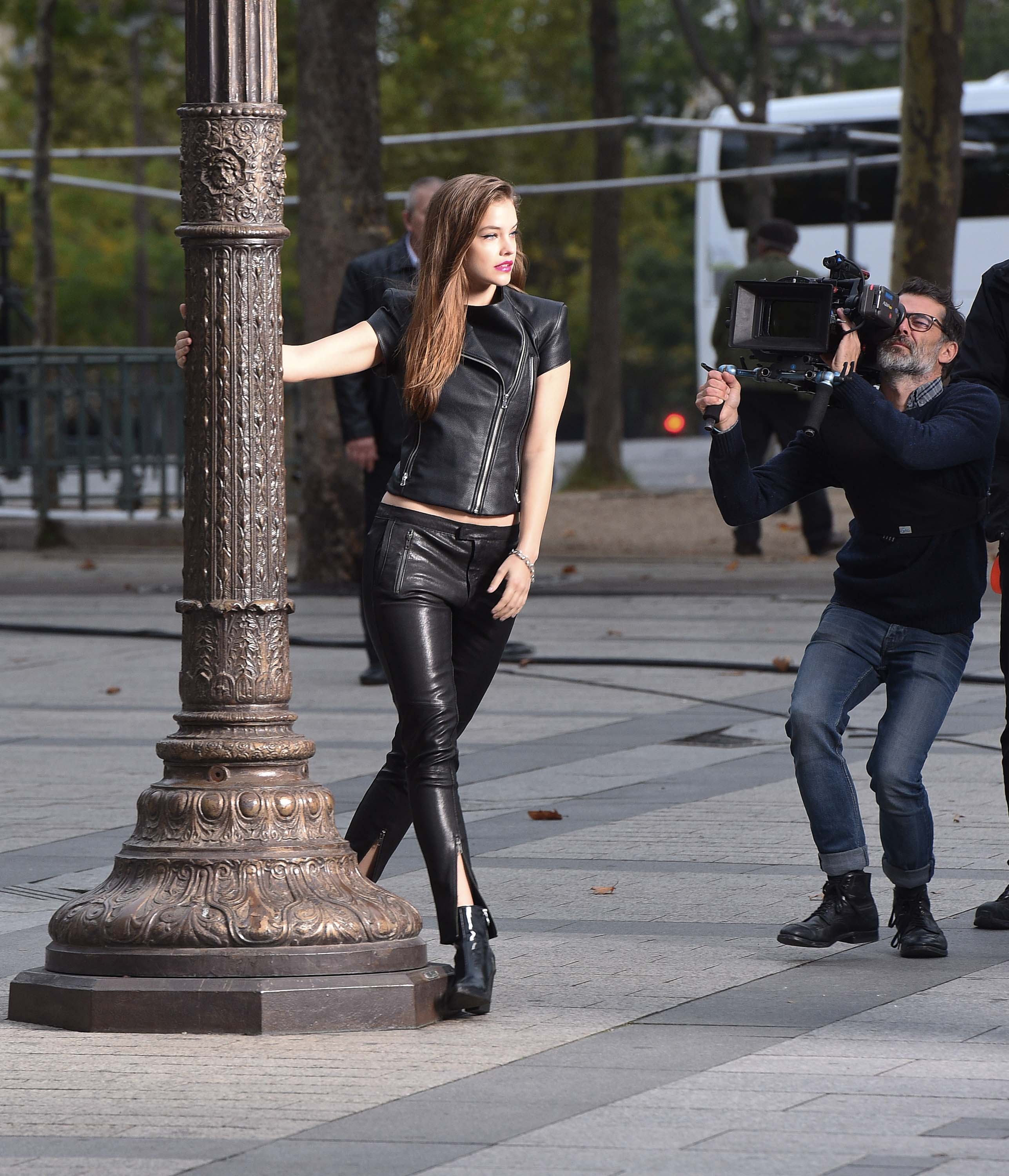 Barbara Palvin at the Arc De Triomphe on a photoshoot for L’Oreal