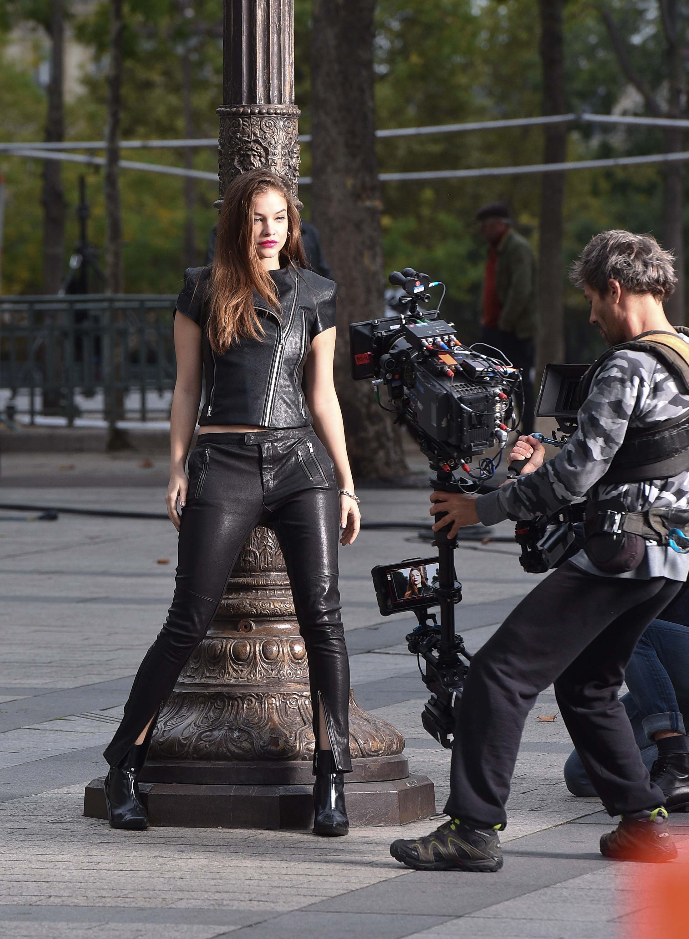 Barbara Palvin at the Arc De Triomphe on a photoshoot for L’Oreal