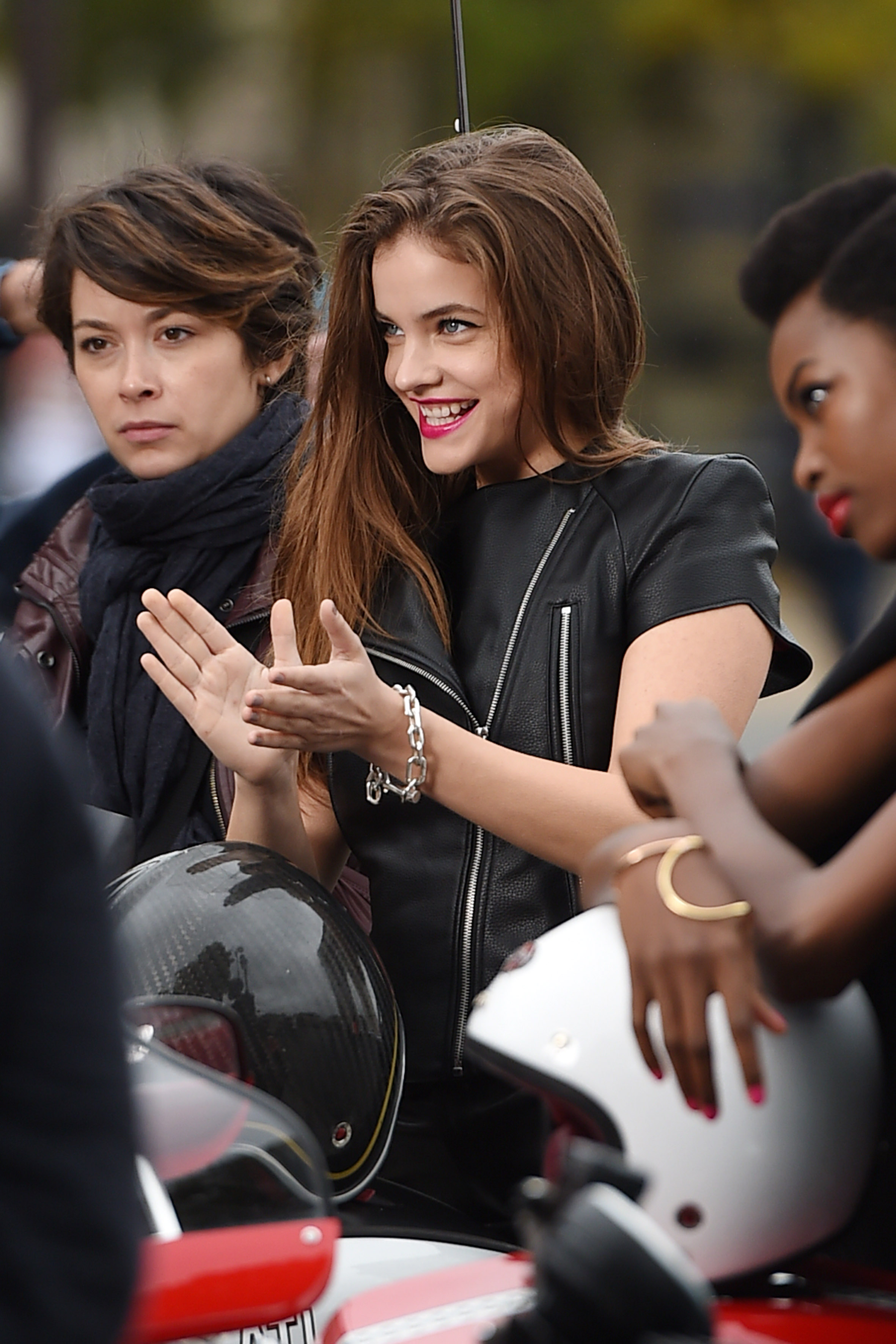 Barbara Palvin at the Arc De Triomphe on a photoshoot for L’Oreal